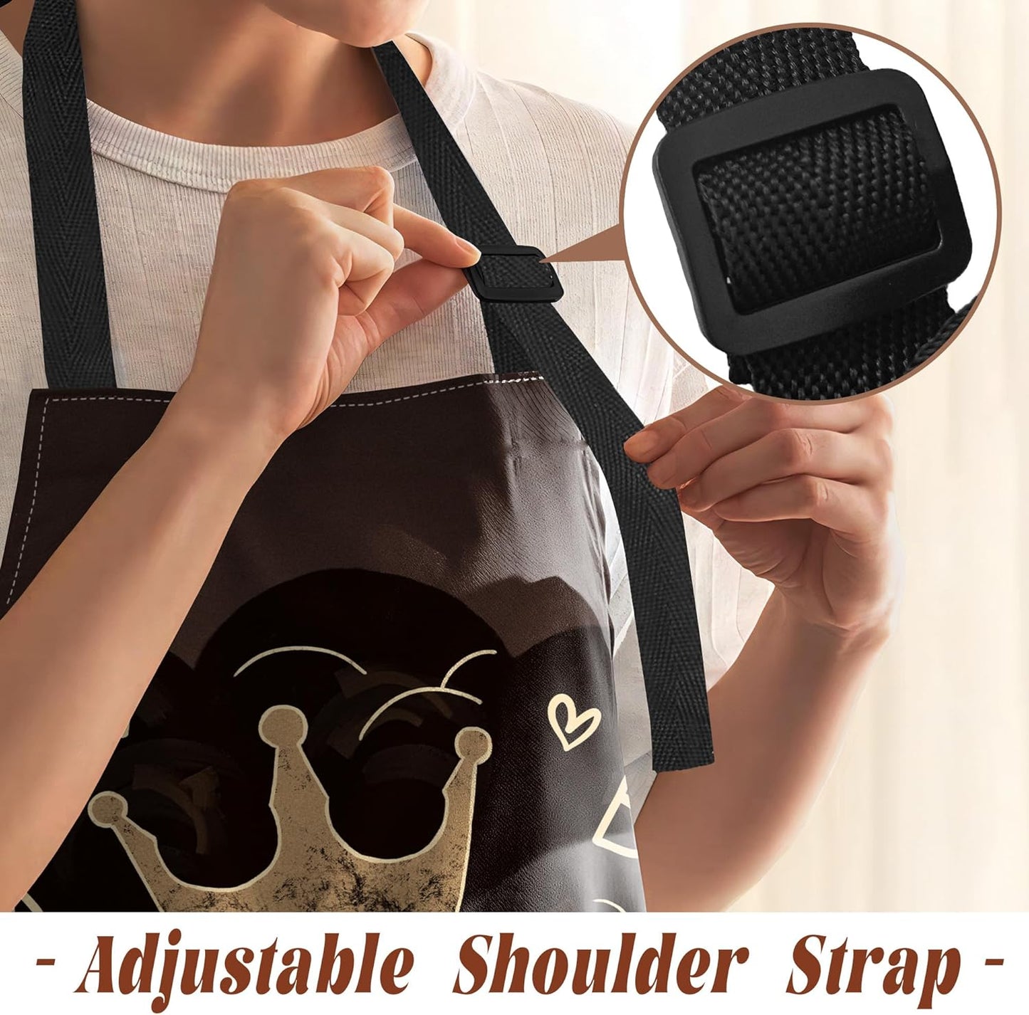 Aprons For Women With Pockets African Art Apron Black Girl Kitchen Adjustable Aprons For Women Waterproof Oil Proof 33x28in
