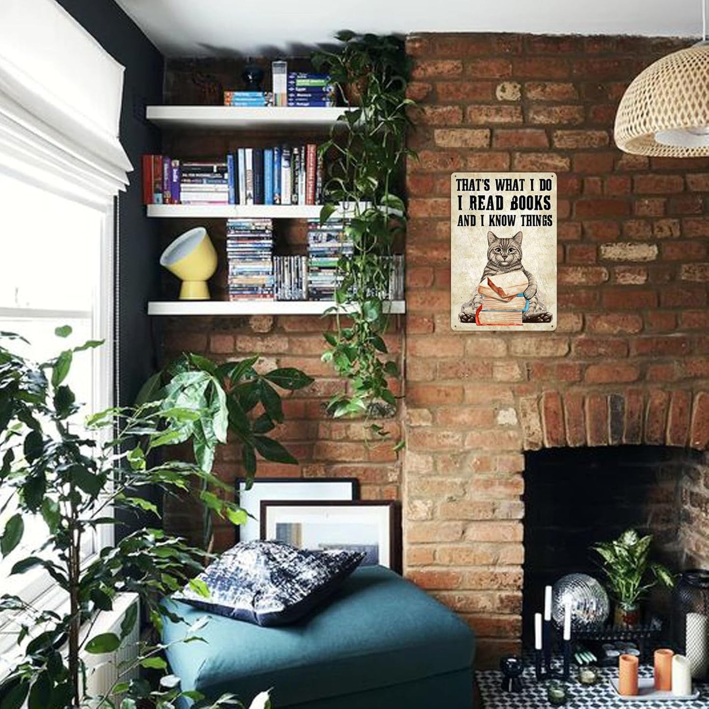 Cat Posters That's What I Do I Read Books Poster Funny Cat With Book Posters For Wall Art I Read Books And I Know Things Sign Cat Metal Tin Signs Book Club Poster Gift For Bar Home Decor 8x12 Inch