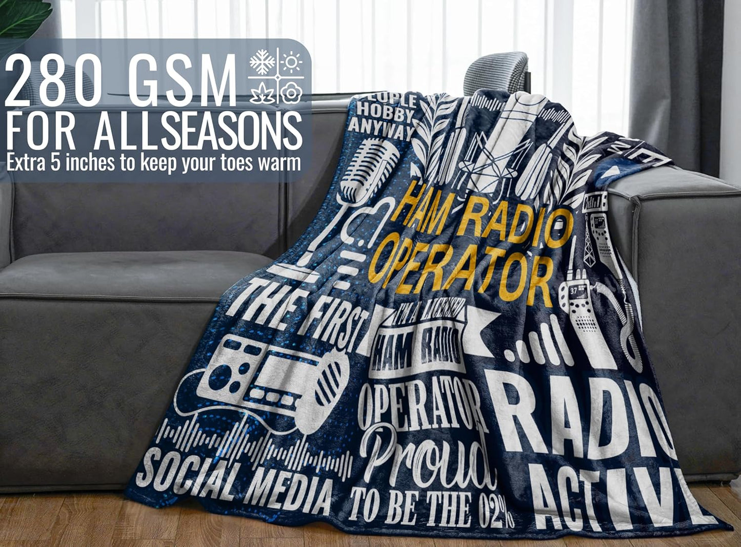 Ham Radio Gifts - Flannel Blanket Throw, 65 x 50 inches