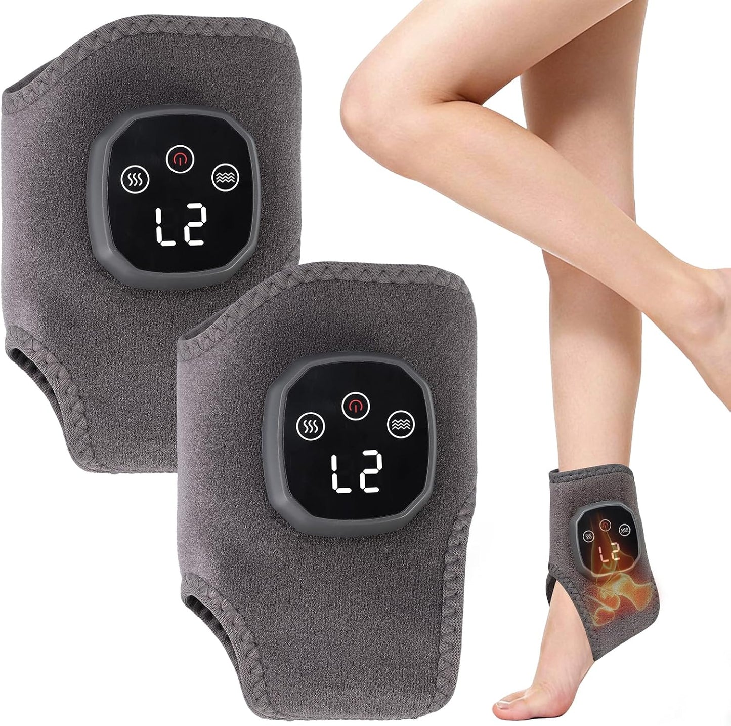 Triple Method Foot Renew 2-in-1 Warming Ankle Massager for Pain Relief – 3 Modes & 5 Heat Levels Foot & Ankle Massager, Portable for Home/Travel
