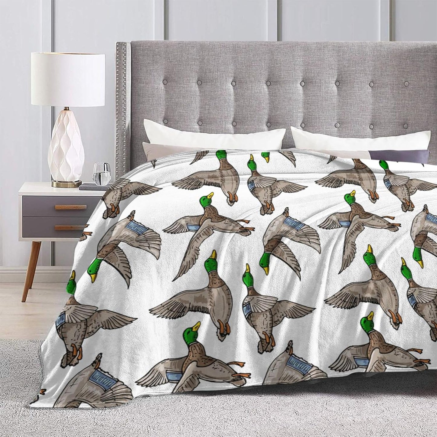 Mallard Duck Blanket Funny Throw Blanket, Soft Cozy Flannel Throw Blanket for Conch Sofa Bed,Super Soft Throw Blankets for All Season Adult Kids Teens Duck Lovers 60x50 in