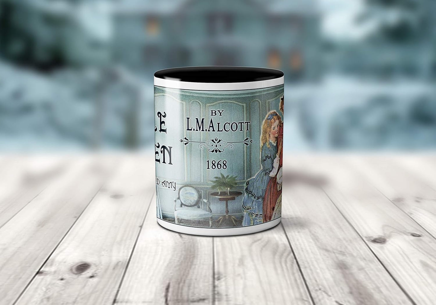 Universal Zone Little Women by Louisa M. Alcott Mug. Bookish Coffee Mug with Little Women Book Title Page design, Literary Book Lover Gift.