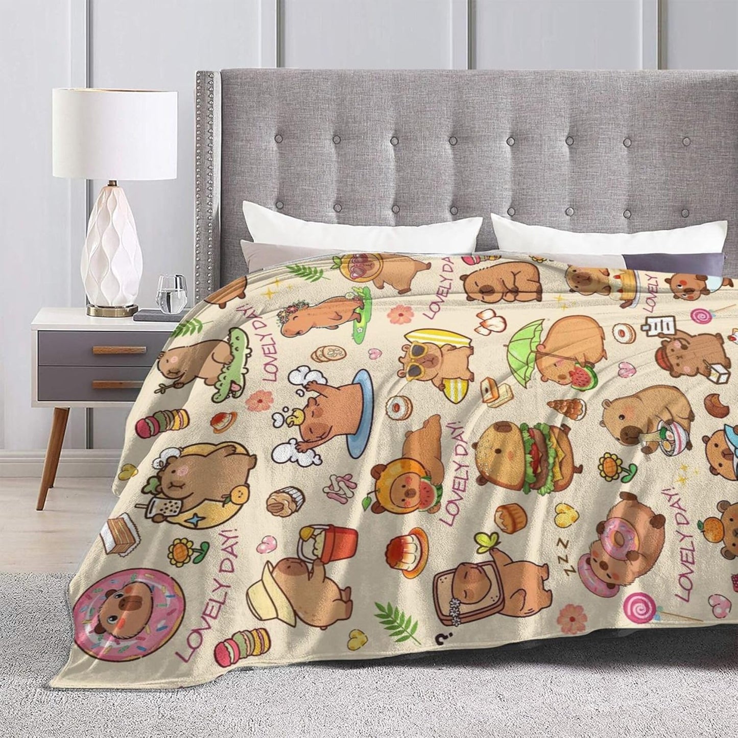 Blanket Gifts for Kids Girls Boys Adults Animals Lovers, Flanne Throw Blanket, Soft Cozy, Warmth, Fluffy Fuzzy Blankets for Couch, Bed, Travel, Living Room, Home, Decor (Capybara 2, 80"x60")