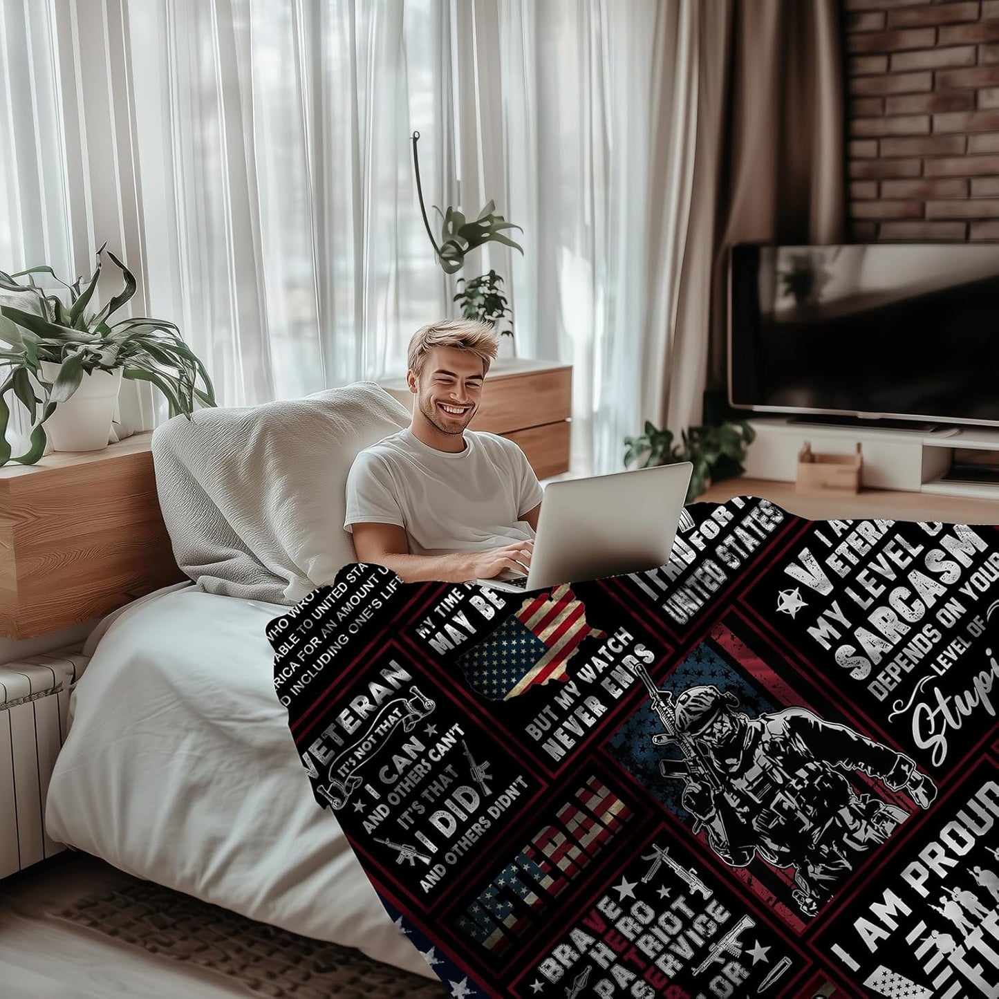 Veteran Gifts for Men Dad Husband, Fathers Day Birthday Retirement Gifts for Veterans, Navy/Army/Air Force Veteran Gifts, Hard Head Veterans Blanket 50"x60"