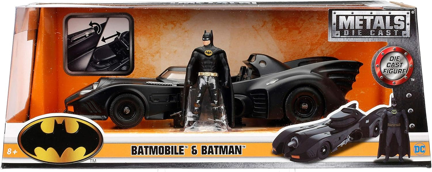 Jada Toys 1:24 1989 Batmobile Die-cast Car with 2.75" Batman Figure, Toys for Kids and Adults