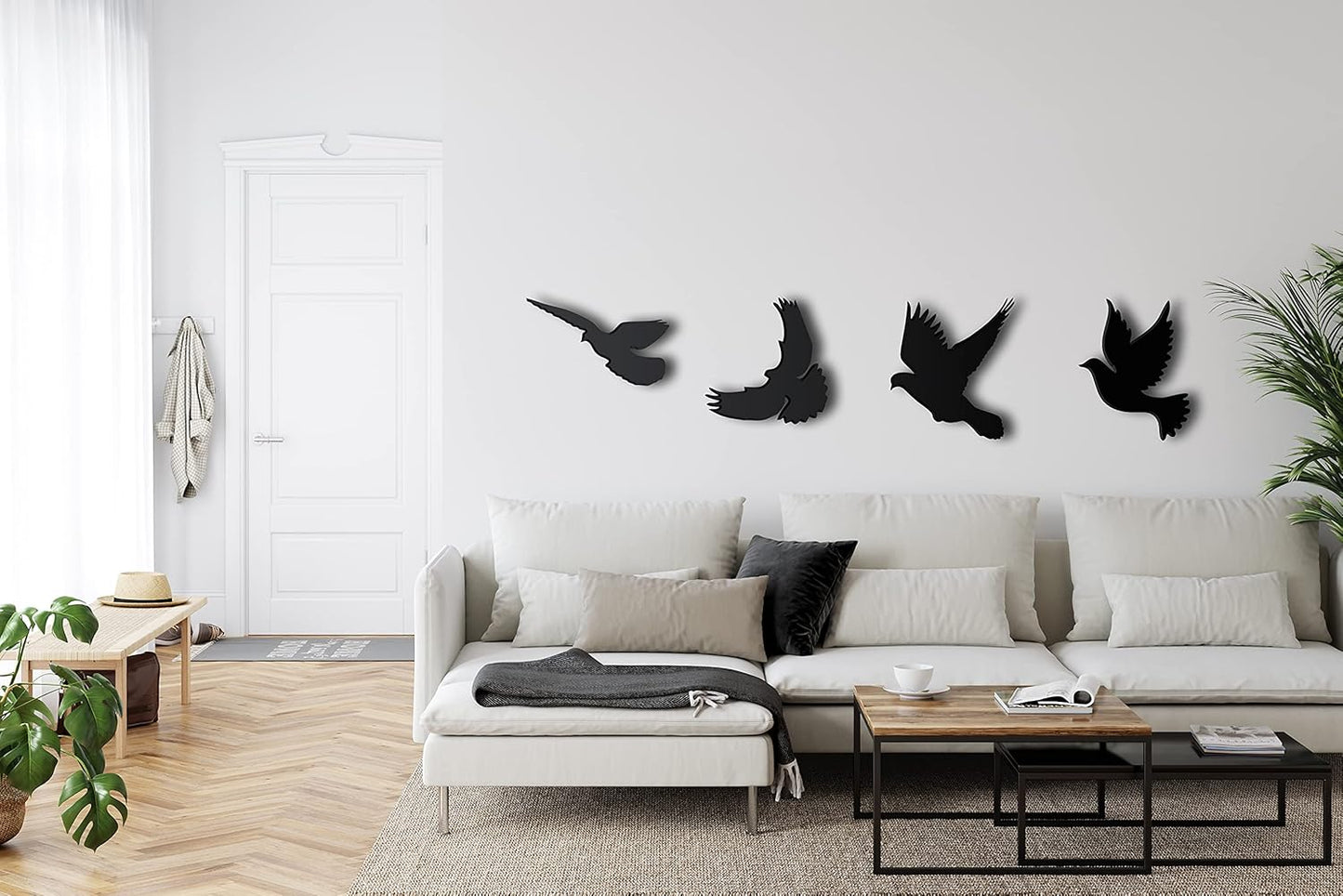 Metal Wall Decor, Birds Flock , Home Living Room Decor, Wall Sign, Metal Wall Art, Interior Decoration, Indoor Outdoor Hangings (Set Of 8)