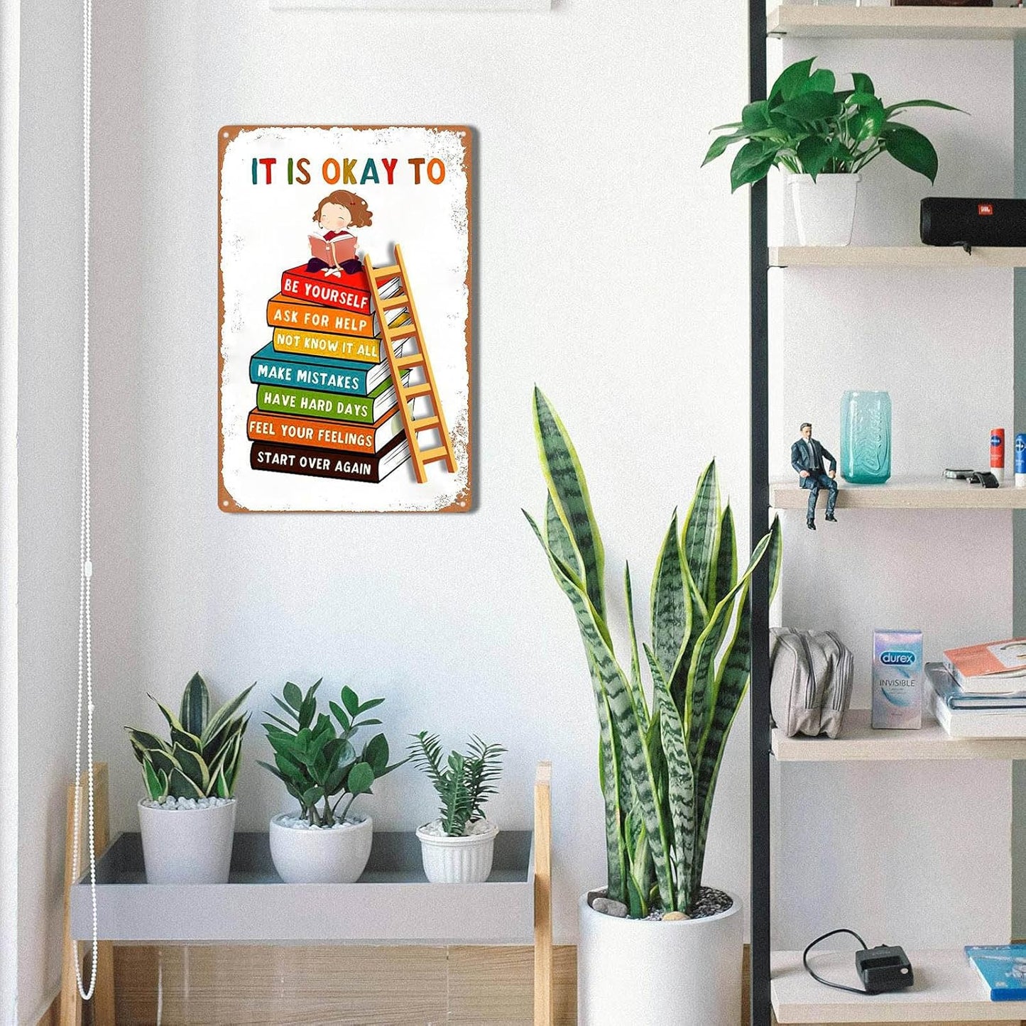 Inspirational Metal Signs: 8x12 inches, Modern Boho Style, For Classroom Decor, Promotes Reading, Wall Mount