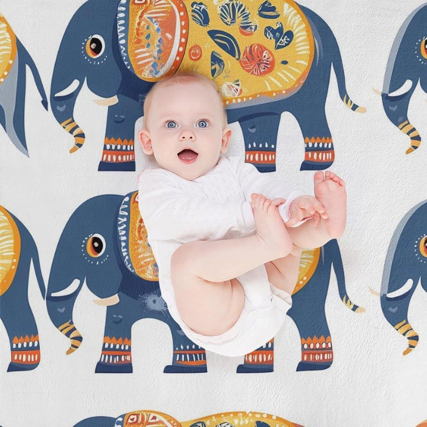 Boho Elephant Throw Blanket for Couch Bed Plush Cozy Fuzzy Flannel Blanket for All Season 50"x70"