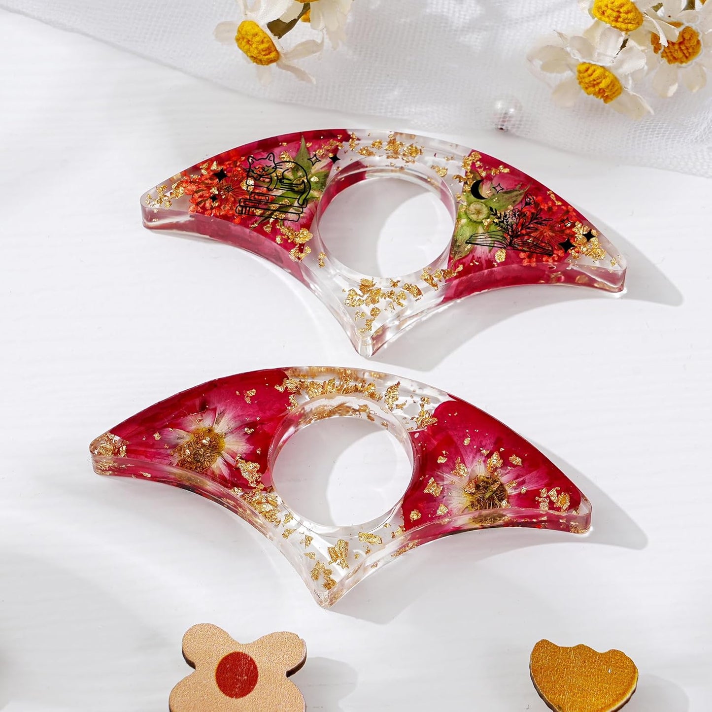 Personalised Birthday Flower Resin Bookmark, Thumb Ring Bookmark for Christmas Birthday Gifts, Custom Flower Handmade Thumb Ring Reading Accessories (January, JUST A Girl WHO Loves Books)