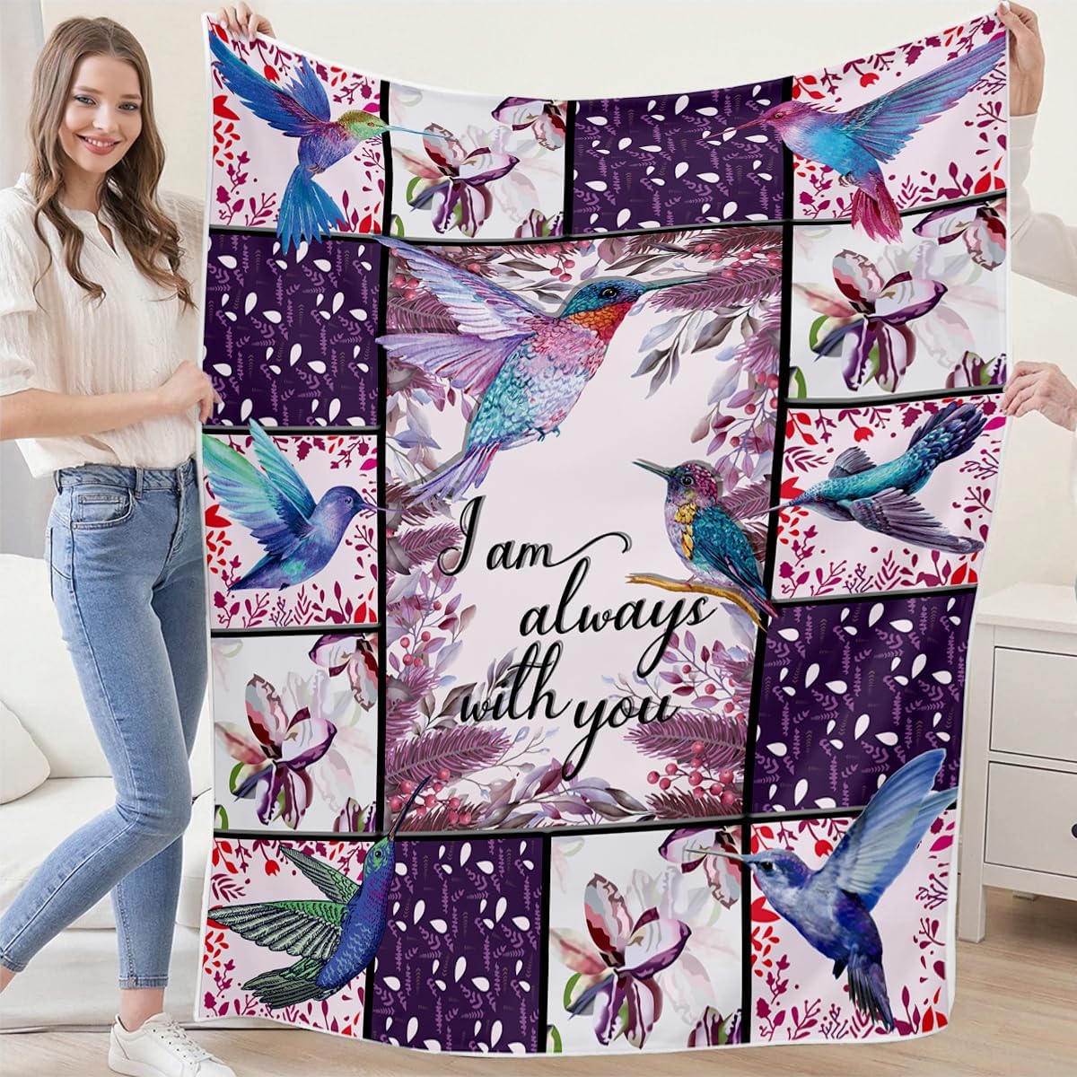 I Am Always with You Hummingbird Blankets Soft Warm Fleece Hummingbird Throw Blankets for Kids and Adults Hummingbird Gifts for Women and Girls