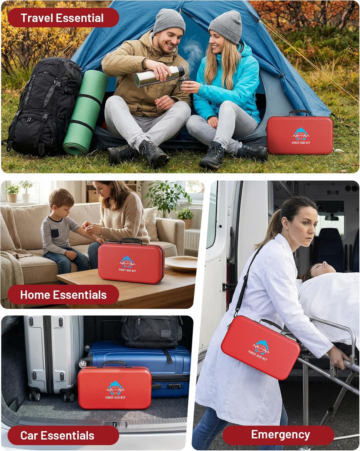 500 Pcs First Aid Kit for Home/Car/Travel/Camping/Businesses, Waterproof Emergency Kit for Hiking, Sports, Truck, Office, Vehicle & Outdoor Emergency Supplies, Well-Organized Home Travel Essentials