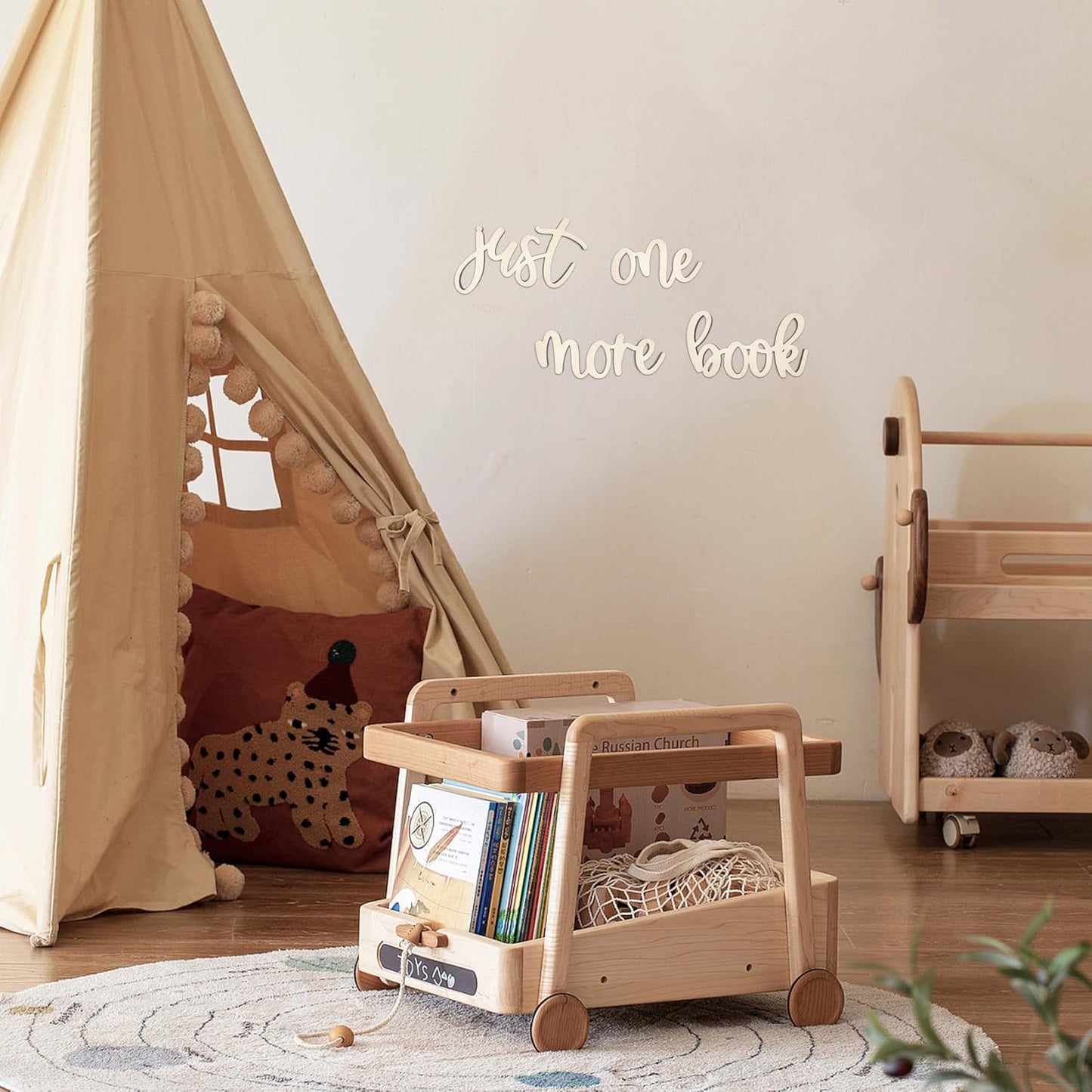Ajqiomh Just One More Book Nursery Wooden Reading Nook Decor Read Letters for Home Library Reading Corner Decor for Nursery Read Signs for Classroom & Library & Playroom