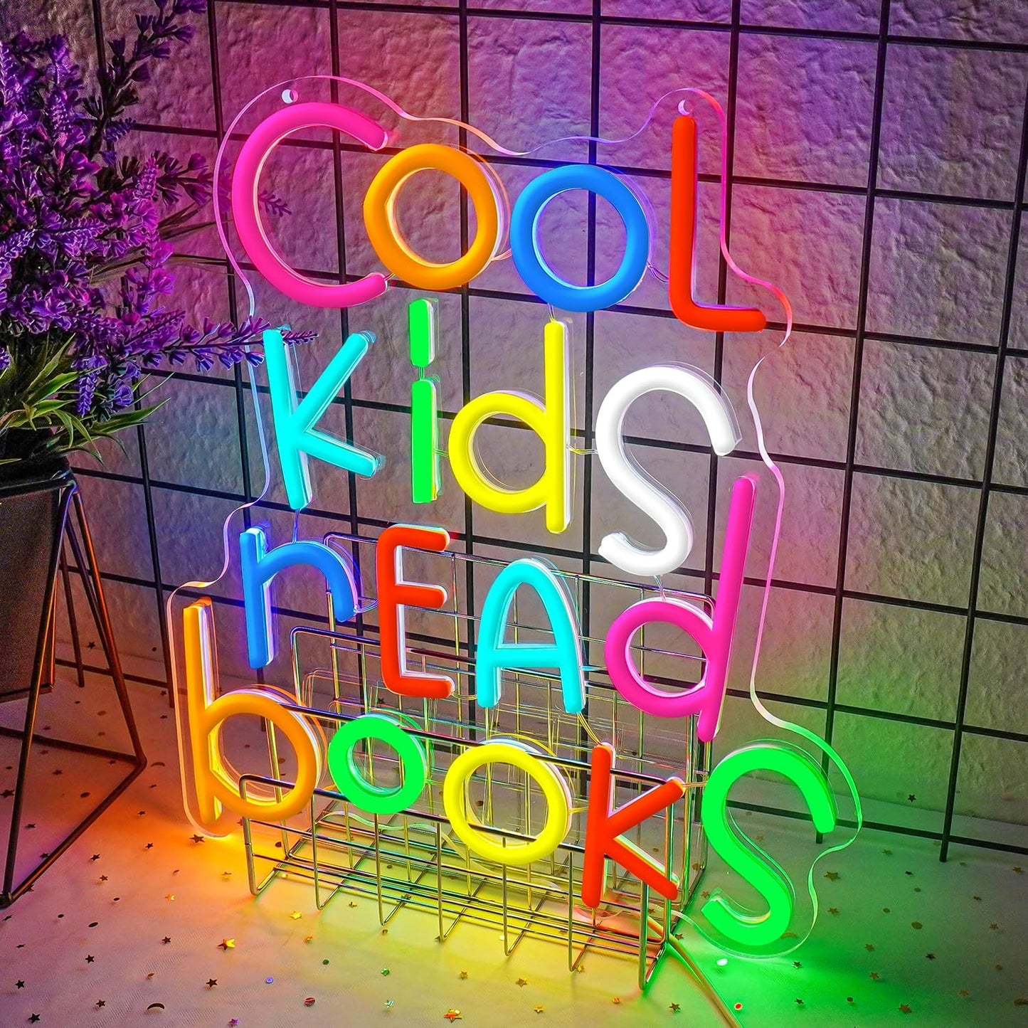 Cool Kids Read Books Neon Sign,Neon Sign for Classroom,LED Reading Neon Light for Kids Room,Classroom Decor,Library,Book Week Decor,Educational Colorful Wall Sign for Boys Girls Reading Corner