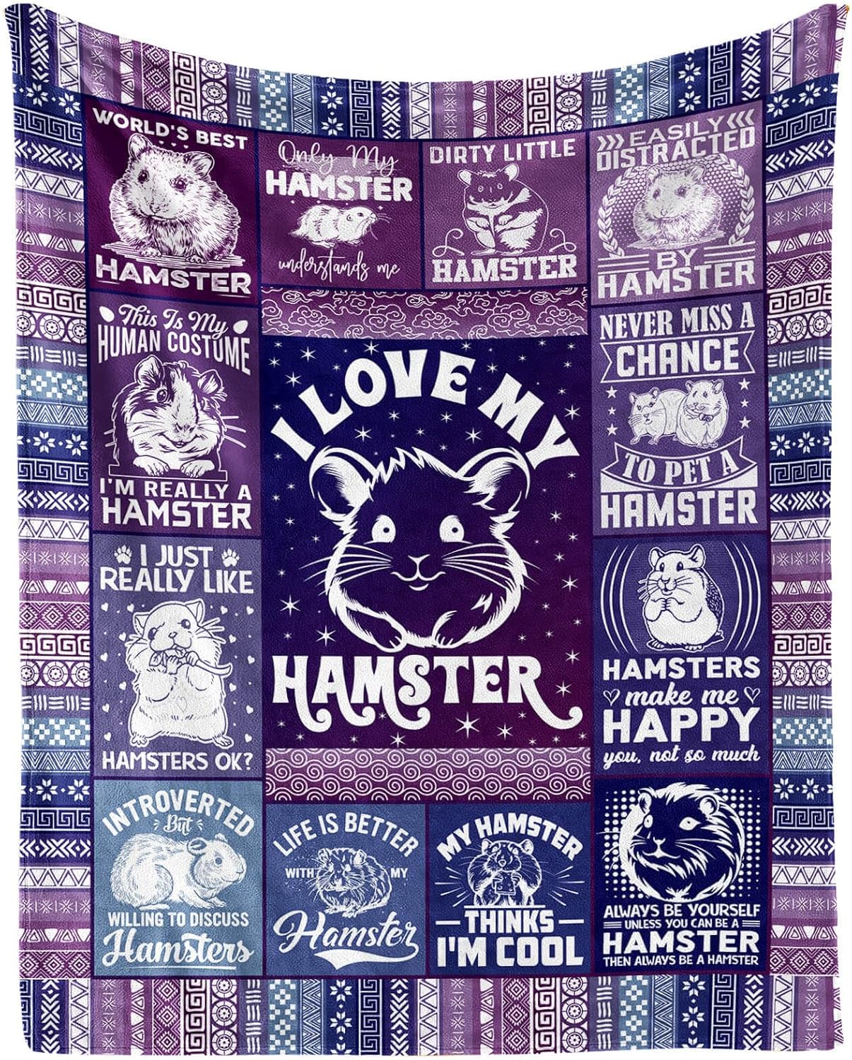 Hamster Blanket for Boys Girls, Cute Hamster Themed Design Printed Throw Blankets for Kids Lap, Chair Sofa, Warm Soft Cozy Blanket, 40"x 50"