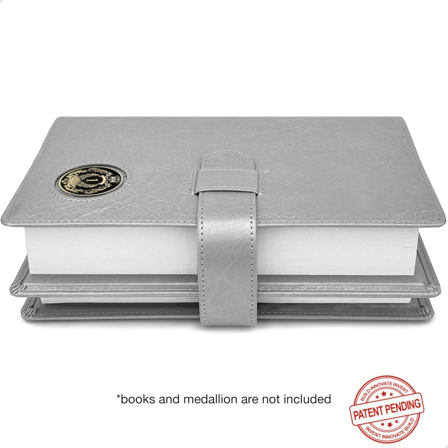 GALILEO® Double AA Big Book Cover & 12 Steps & 12 Traditions | PU Leather | Coin Holder | AA Book Covers for Hardcover | AA Gift | Alcoholics Anonymous (Coin Pocket/Silver)