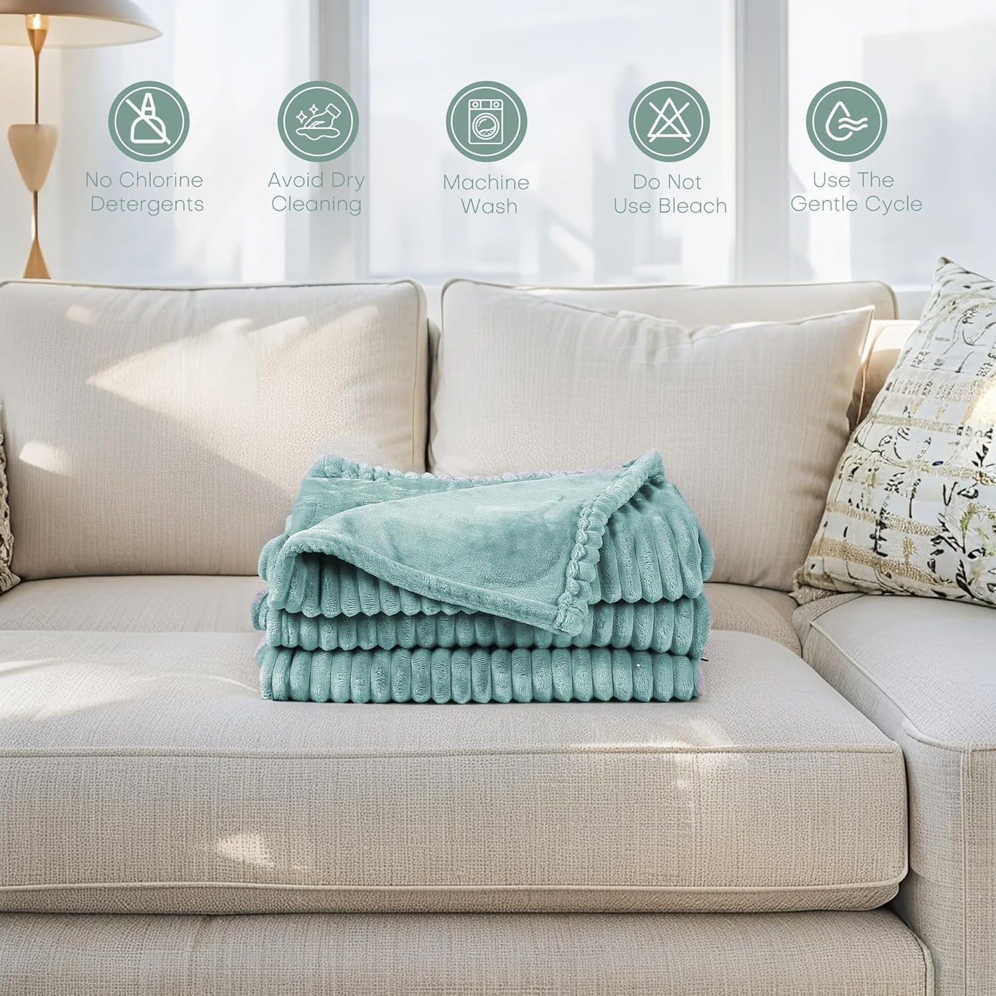 Electric Heated Blanket Twin Size 62"x84" with Cozy Flannel, 6 Heat Settings & 10 Hours Auto Off, Soft & Cozy Warming Throw for Home, Office, or Bed, Machine Washable, Bean Green