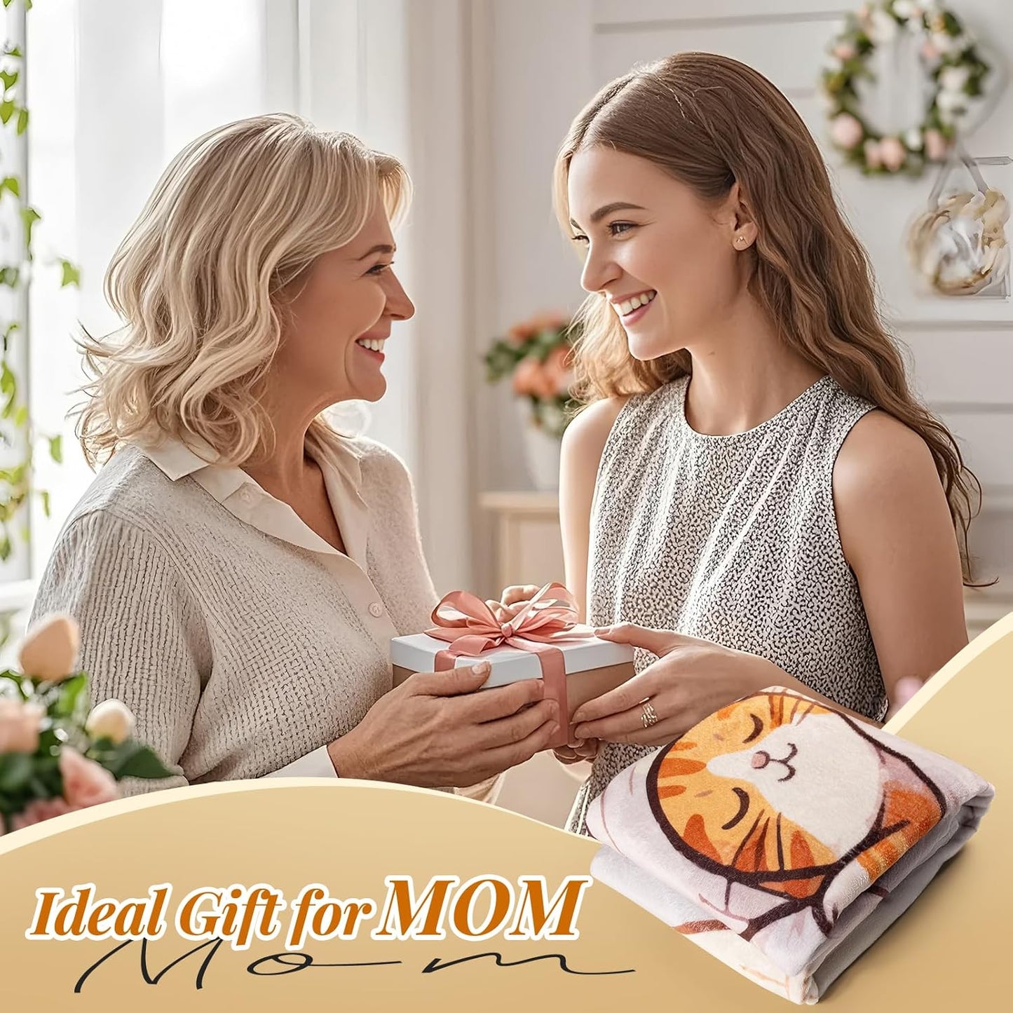 Gifts for Mom Birthday Gifts for Mommy from Daughter Son, Valentines Mothers Day Easter Birthday Thanksgiving postpartum Funny Ideas Gifts, Unique Thoughtful Blanket Cat Presents 60’’x50’’, Mom Gifts