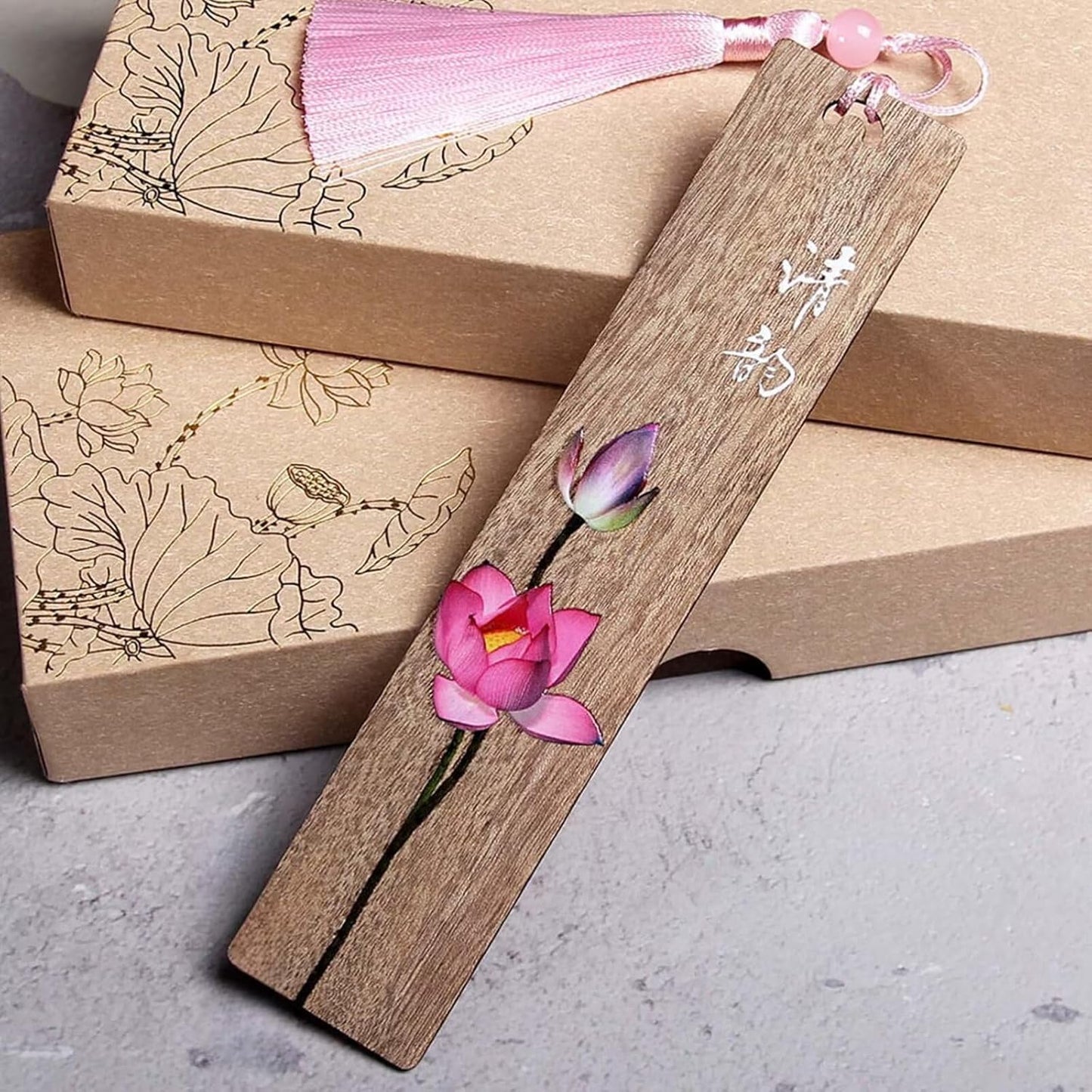 4pcs Wooden Bookmark,Lightweight Vintage Cool Bookmarks Lotus Pattern Design Text Book Marker Book Accessories,Personalized Bookmark Page Markers for Reading Book Lovers Birthday Gift