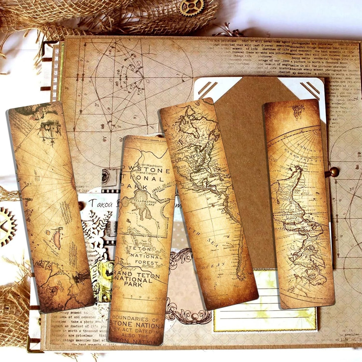 30 PCS Vintage Map Bookmarks,Cardboard Bookmarks for Men Women Book Lovers Students,Retro Paper Bookmark Reading Page Markers