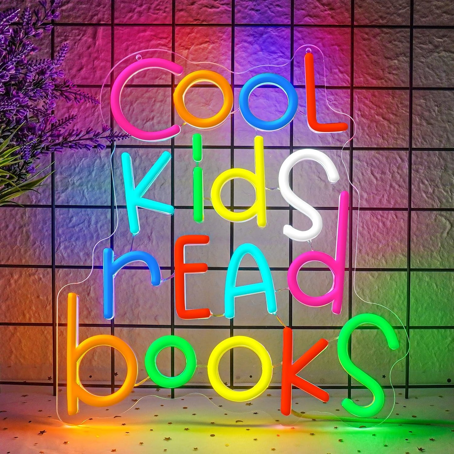 Cool Kids Read Books Neon Sign,Neon Sign for Classroom,LED Reading Neon Light for Kids Room,Classroom Decor,Library,Book Week Decor,Educational Colorful Wall Sign for Boys Girls Reading Corner