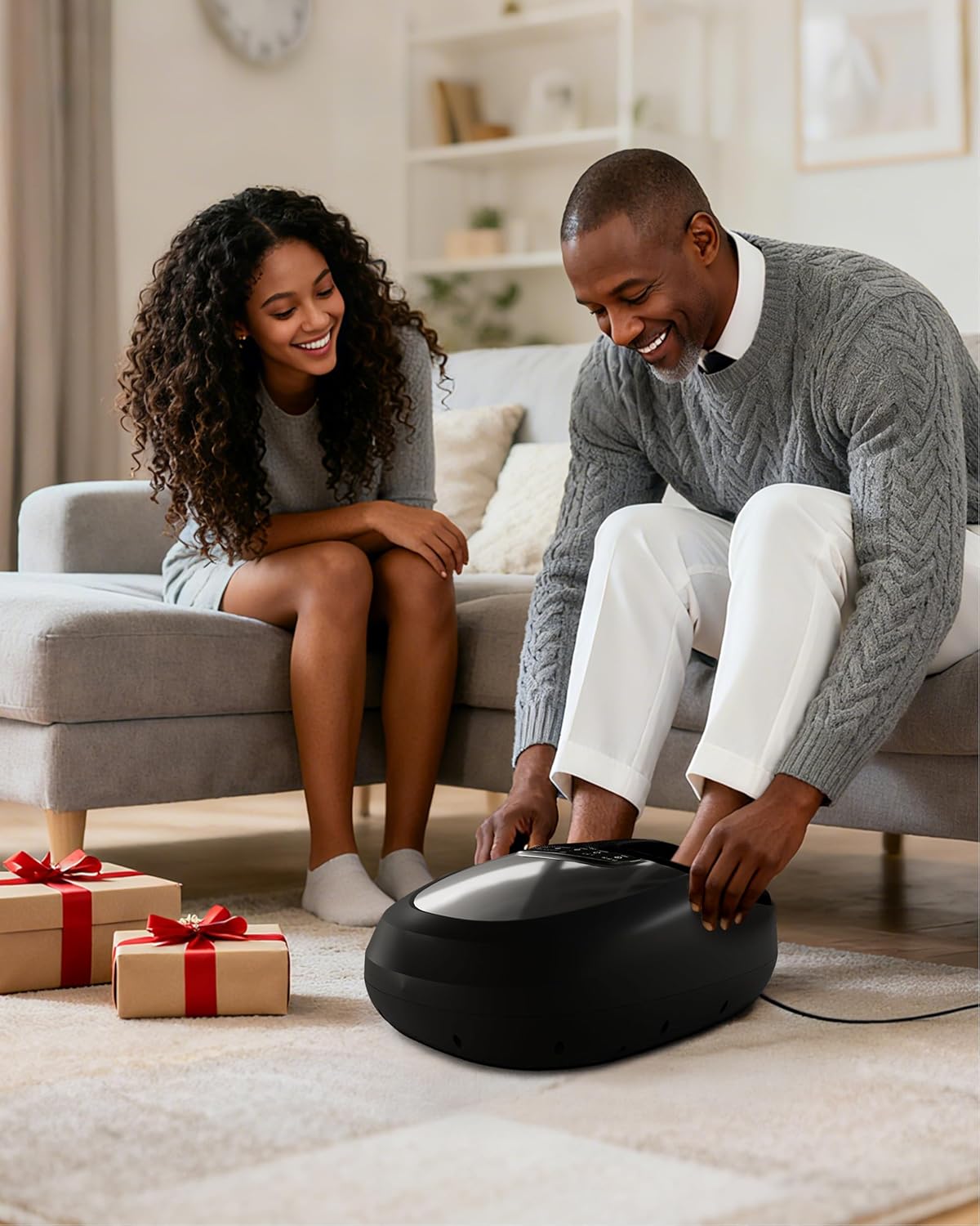 Snailax Shiatsu Foot Massager Plantar Fasciitis Neuropathy,Feet Massage Machine with Heat,Kneading,Rolling,Scratch,Remote Control,Feet Warmer/Heater
