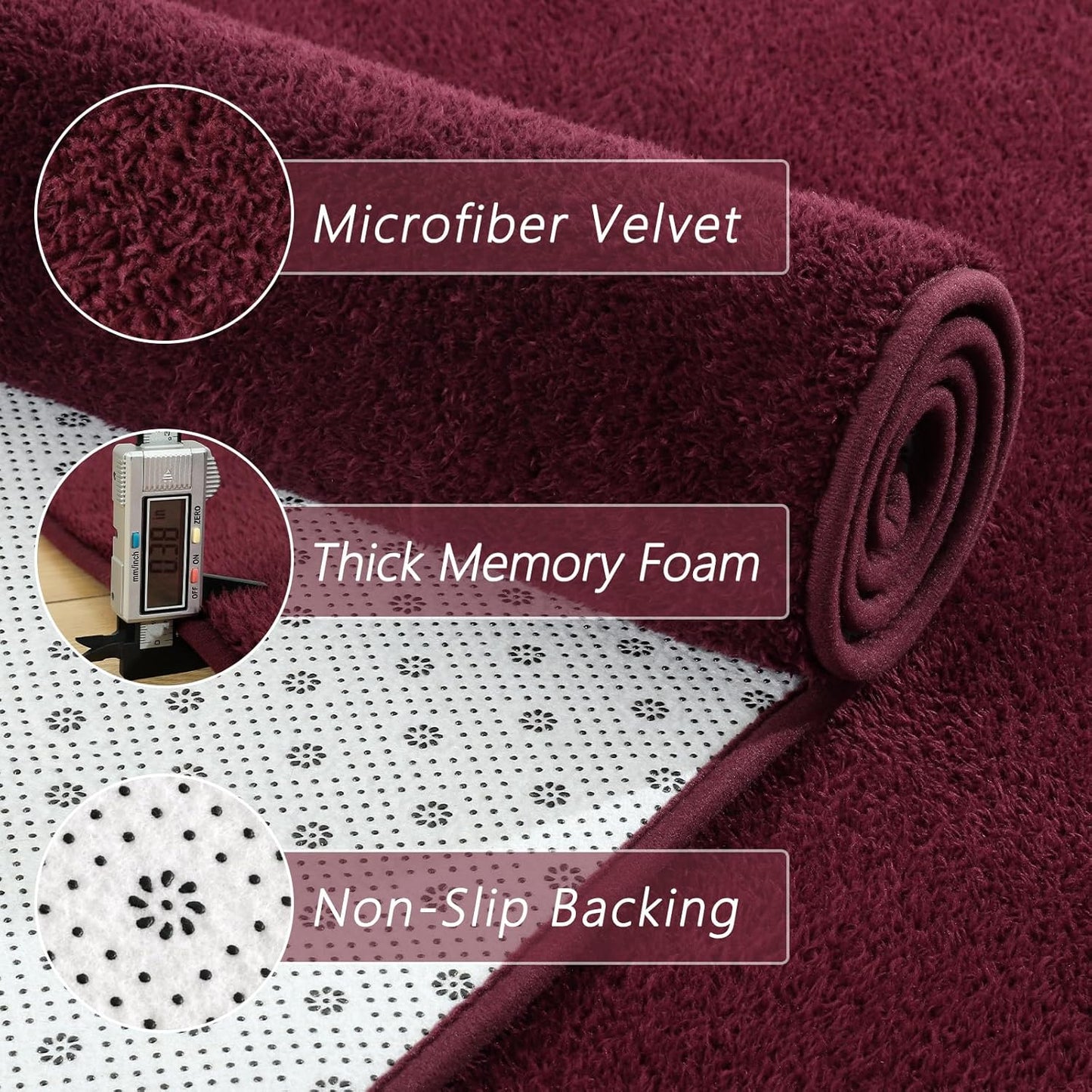 4x6 Feet Area Rugs for Living Room Bedroom,Red Thickened Memory Foam Rug,Low Pile Minimalist Non Slip Rugs,Modern Washable Fluffy Carpet for Kids Boys Girls Dorm Nursery Room Decor