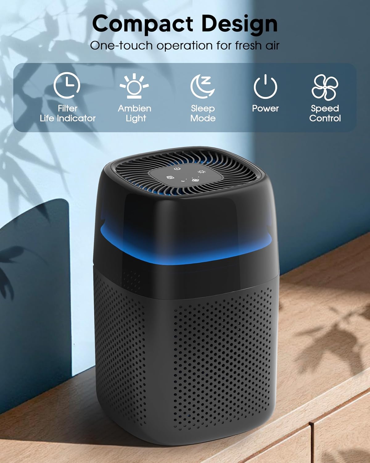 ZQA-5000A Air Purifiers for Home Bedroom, H14 True HEPA Room Air Purifiers for Bedroom With Sleep Mode Light Mode & Aroma Function Air Cleaner Smoke Odor Dust Pollen Pet Dander
