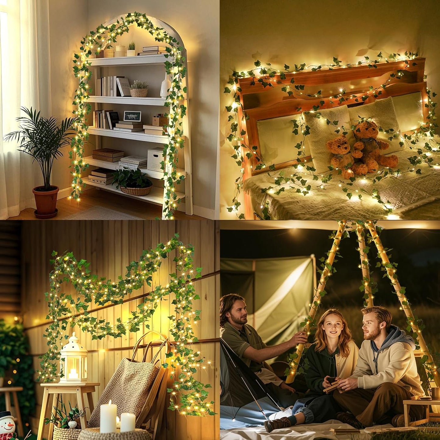 OMIKA Vine with Fairy Lights Plug in, 66FT 200 LED Ivy String Lights Connectable with Remote, Leaf Light Waterproof for Bedroom, Room, Wall, Garden, Party, Wedding Decor (Warm White)