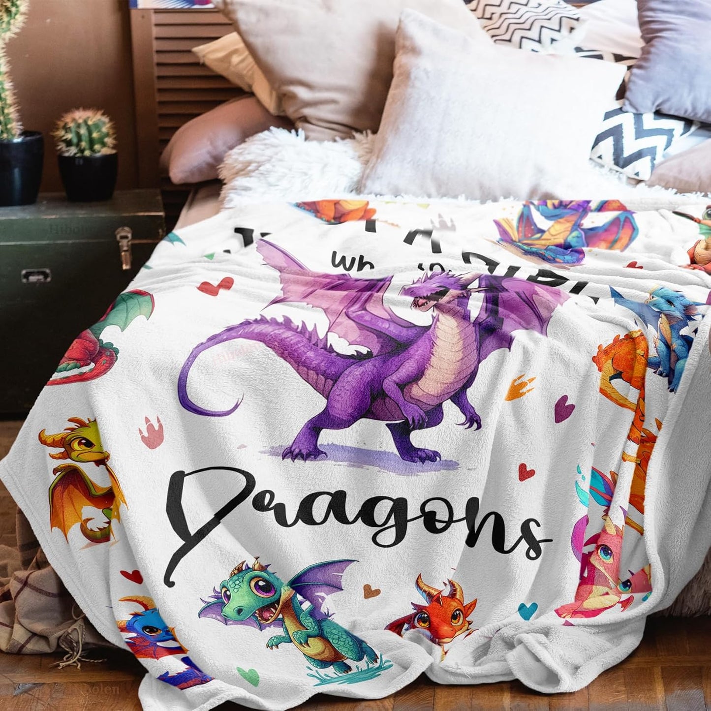 Dragon Blanket 40"x50", Dragon Gifts for Girls Boys Kids, Dragons Gifts for Women, Just a Girl Who Loves Dragons Soft Cozy Flannel Throw Blankets
