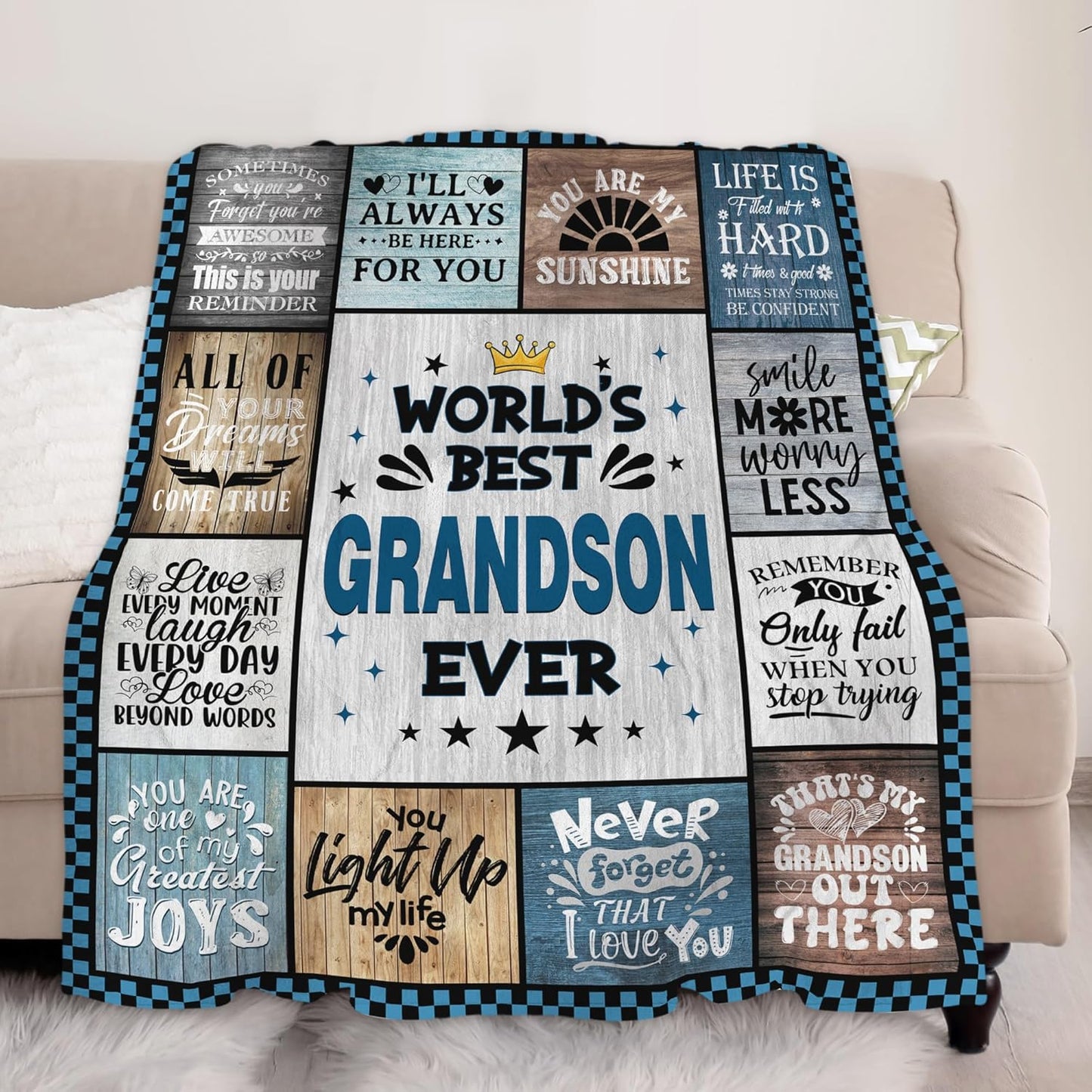 Grandson Gifts from Grandma Grandpa, Gifts for Grandson, Grandson Birthday Gifts, Grandson, Grandson Gifts for Fathers Day, Grandson Blanket 60X50”