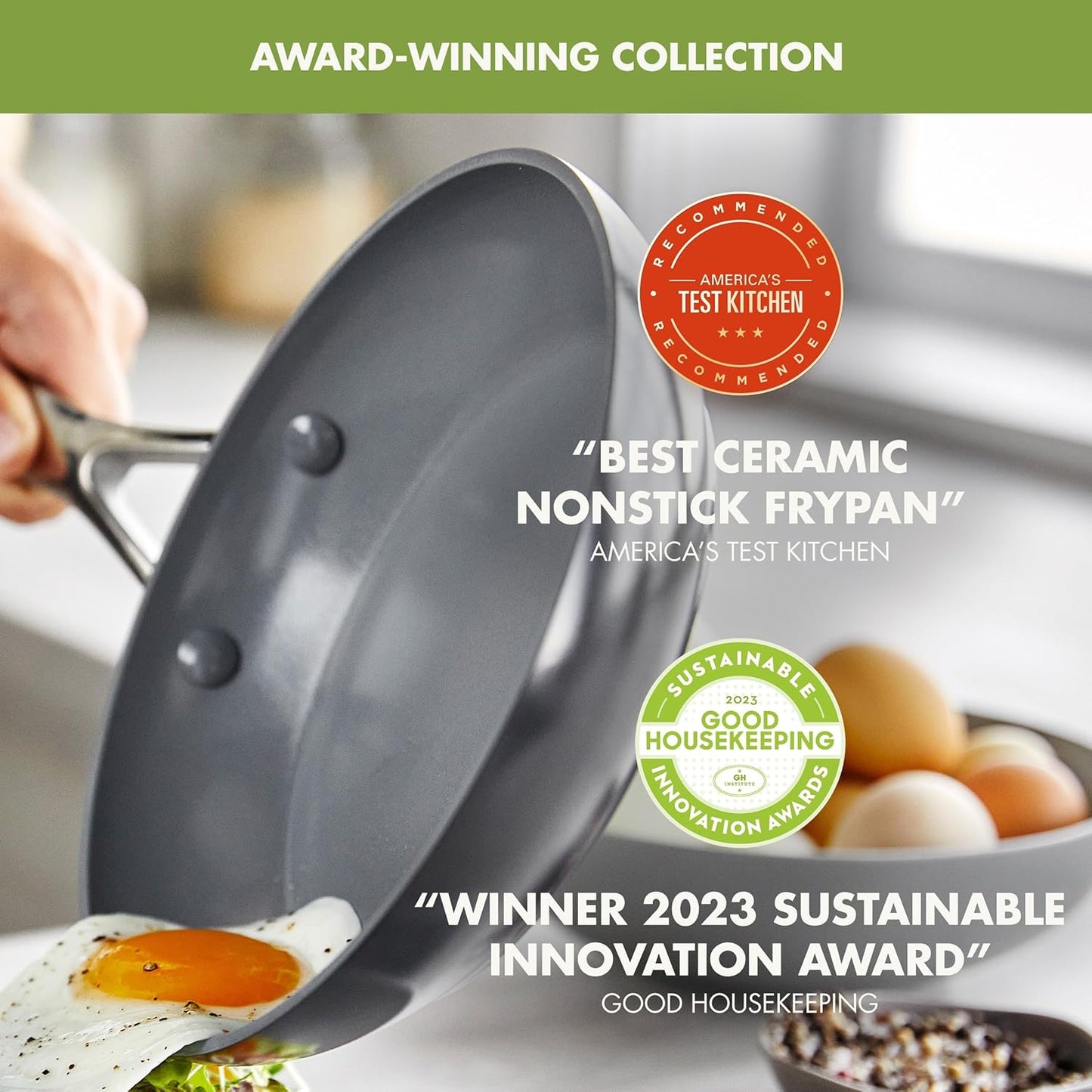 GreenPan Valencia Pro Ceramic Nonstick 22 Piece Cookware Set, Hard Anodized PFAS-Free Pots & Pans, Induction Ready, Compatible on All Cooktops, Dishwasher Safe, Oven Safe to 600F, Gray