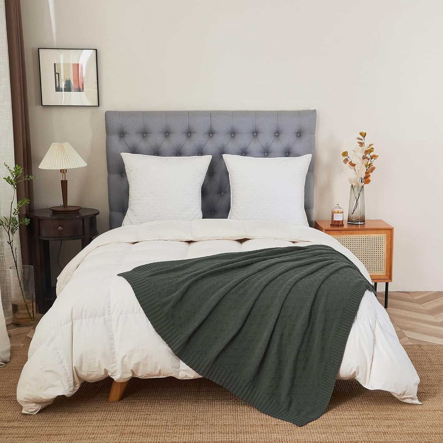 Charcoal Grey Cotton Throw Blanket for Couch Sofa Bed - Home Decorative Soft Cozy Sweater Fall Cable Knit Blankets -Dark Gray 2.2 pounds 50 x 60 Inch