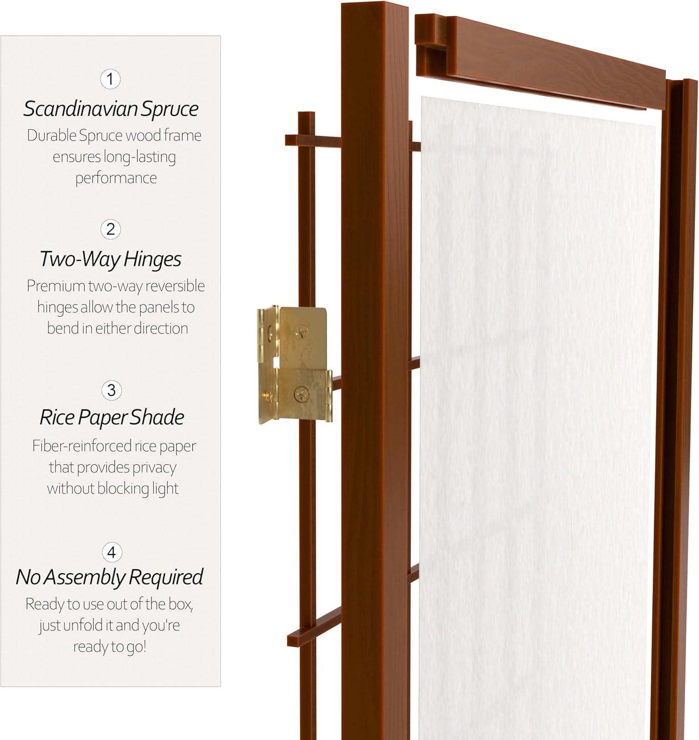 3 ft. Short Window Pane Shoji Screen - Walnut - 4 Panels