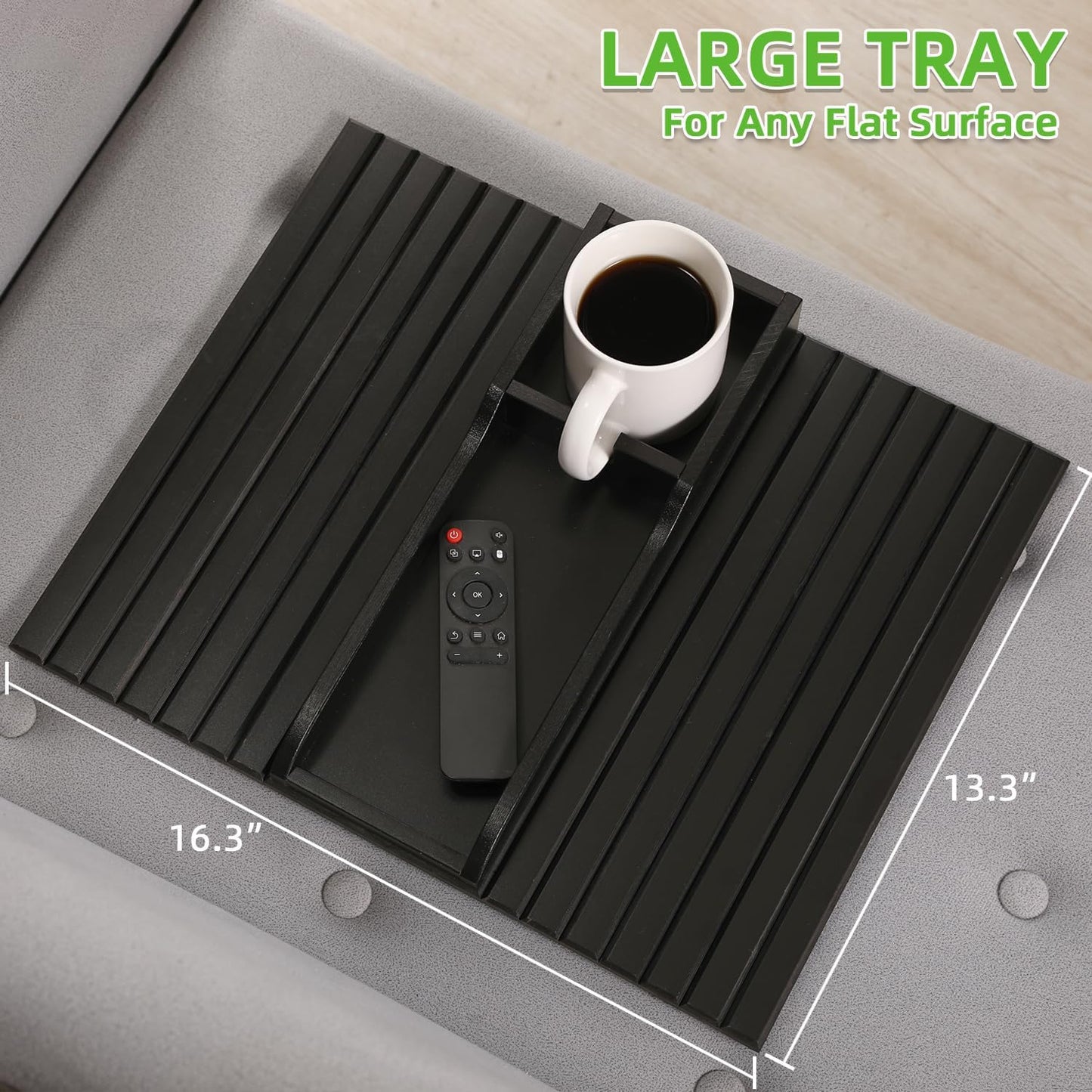 GEHE Couch Cup Holder, Anti Falling Sofa Arm Tray, Natural Bamboo Sofa Cup Holder More Safe for You Family, Portable Couch Arm Tray Armrest Table for Remote, Snacks, Phone, Drinks
