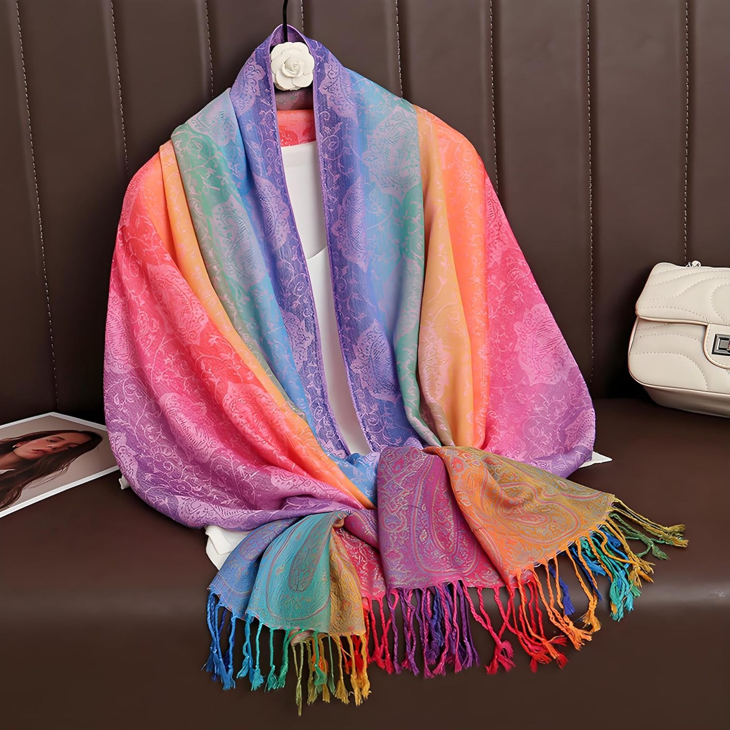 Goood Times Fashion Women's Silk Scarf Luxury Satin Shawl Wraps