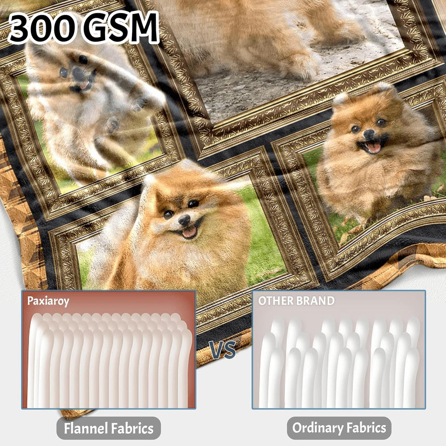 Pomeranian Dog Blanket for Kids, Cute Soft Cozy Warm Flannel Throw Blanket for Girls Boys, Toddler Baby Blankets and Throws for Couch Bed Daycare Preschool Naptime, 40" x 50"
