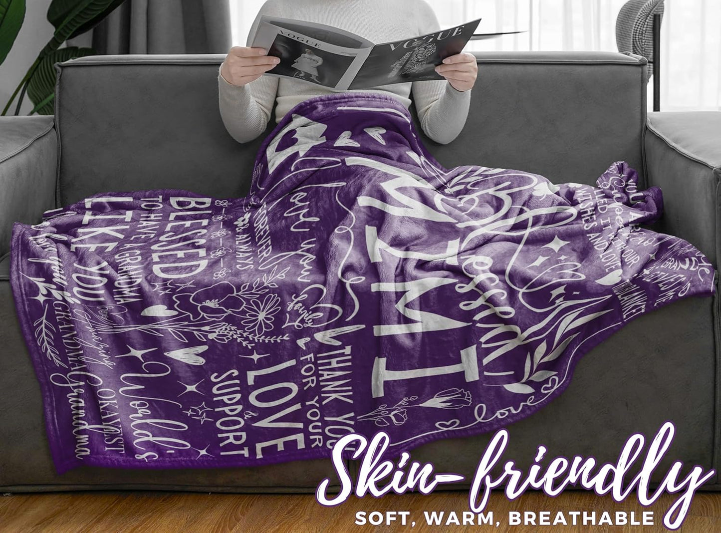 Mimi Gifts for Grandma on Mothers Day, Soft Flannel Blanket, 65 x 50 inches