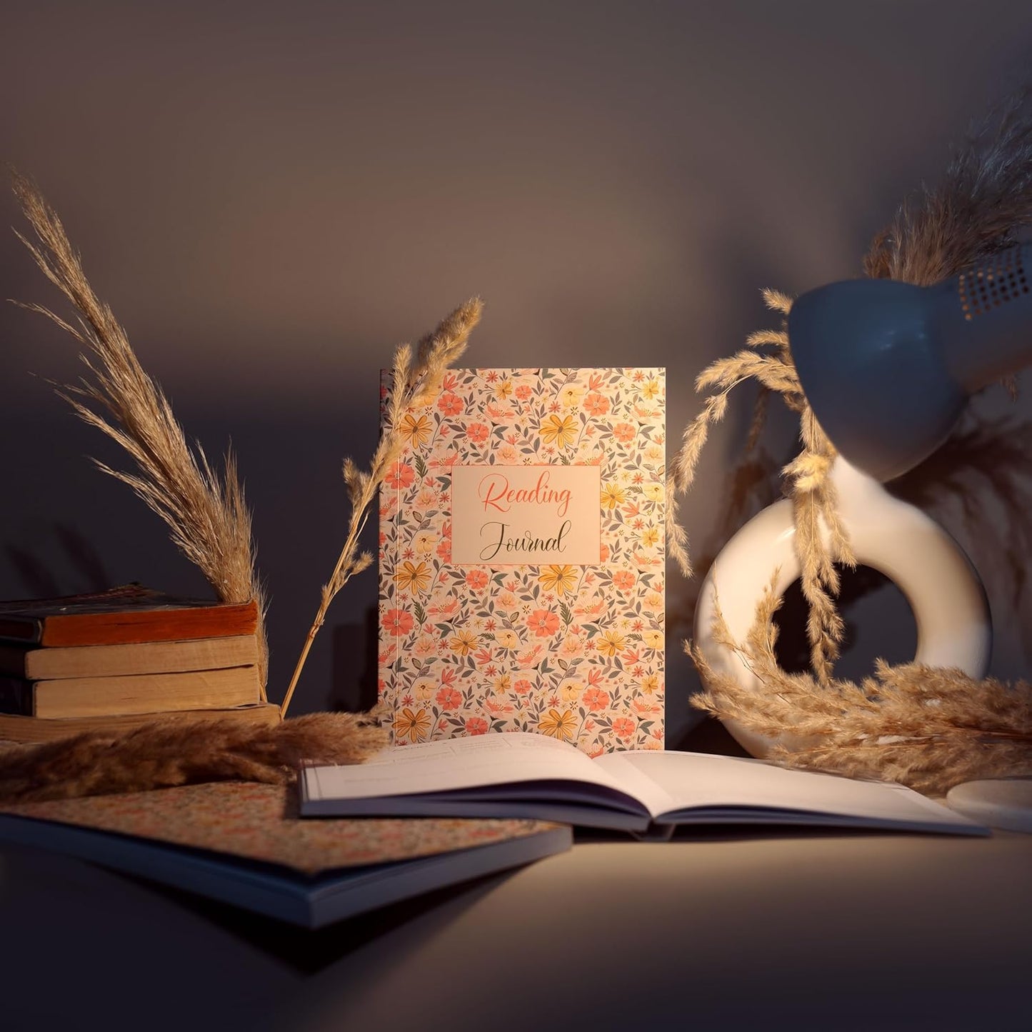 Luxury Floral Reading Journal for Book Lovers - 60 Review Pages, Lay-Flat Binding,100 GSM Paper, Reading Tracker, Size A5 (5.8 x 8.3 inches), 145 Pages