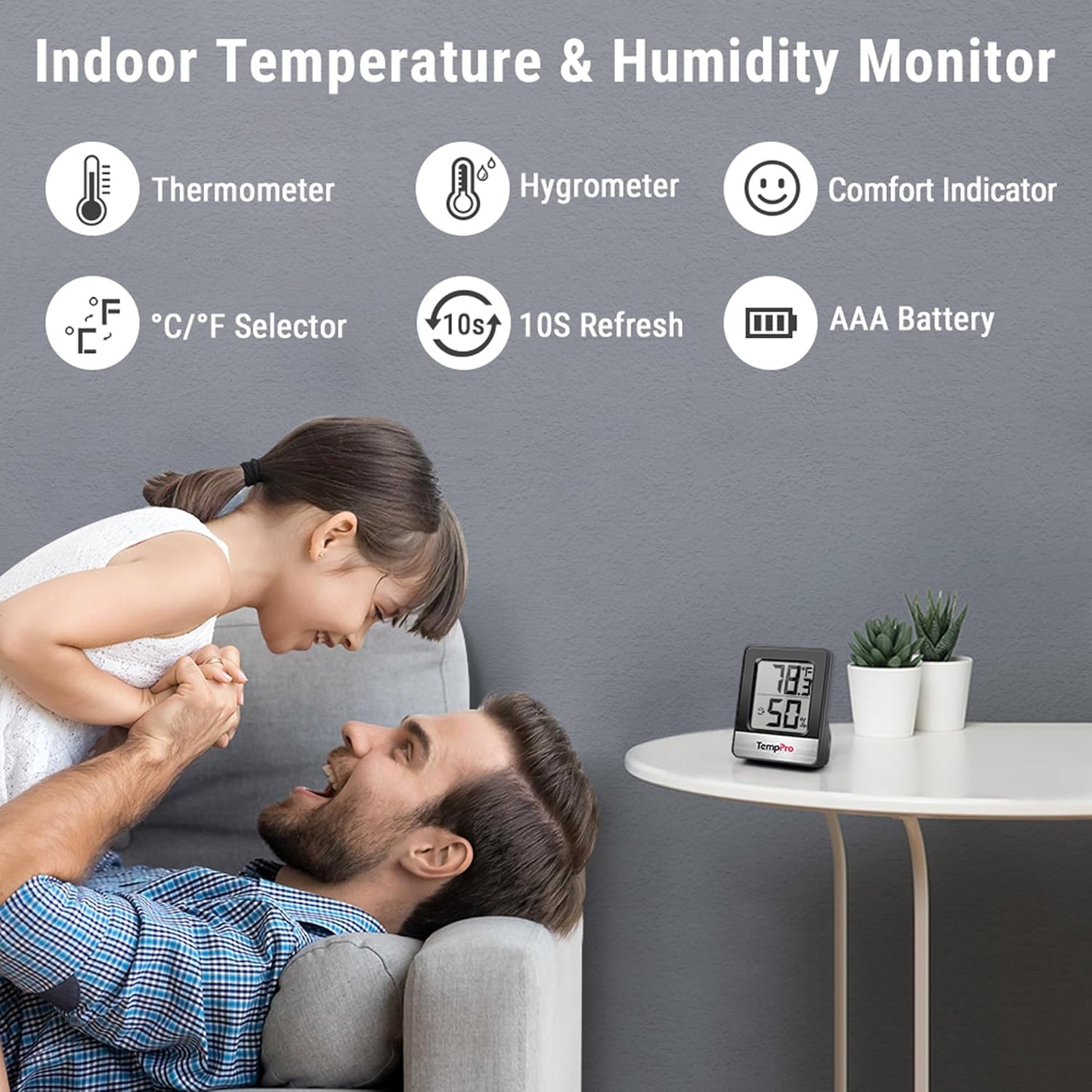 TempPro TP49 Digital Hygrometer Indoor Thermometer Humidity Meter Room Thermometer with Temperature and Humidity Monitor Mini Hygrometer Humidity Meter (Previously ThermoPro)