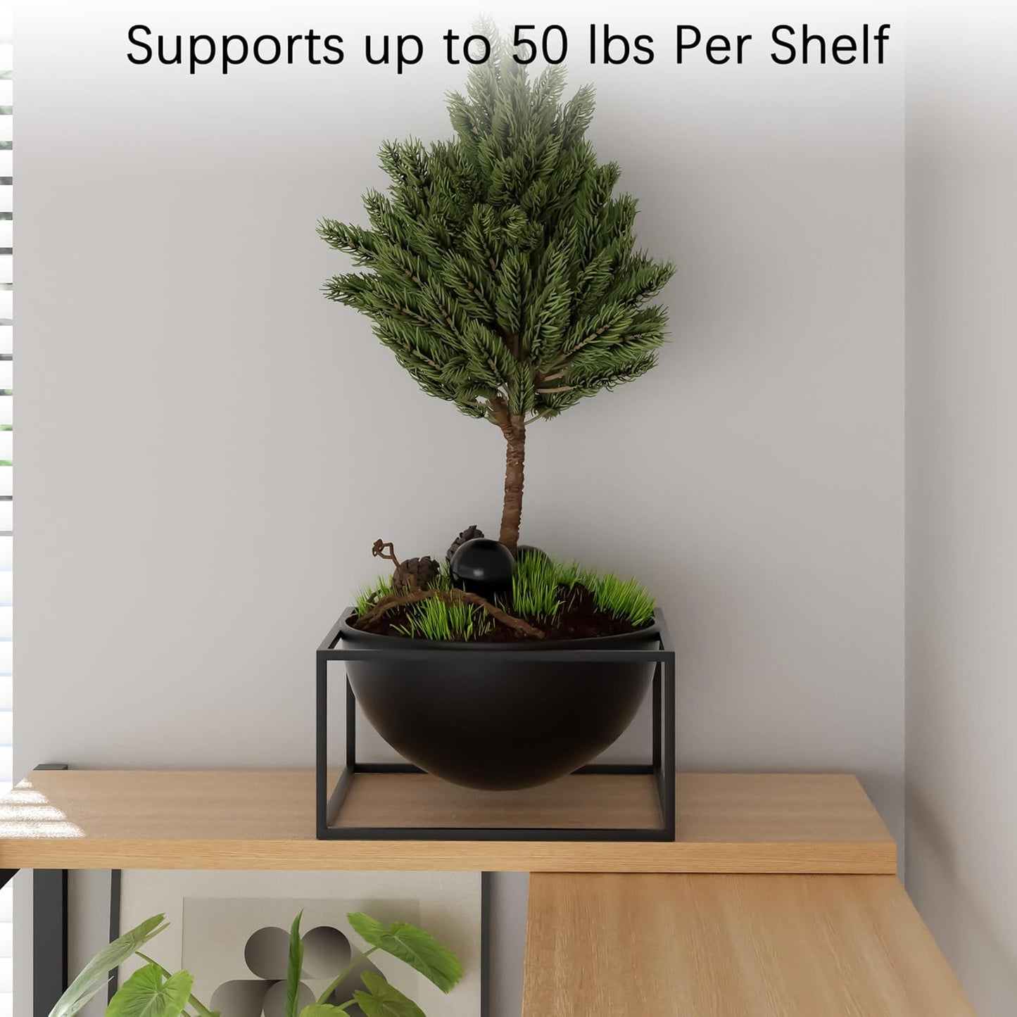 6 Tier Corner Shelf/Bookshelf, Deformable L Shaped Bookcase, Modern Tall Storage Display Rack with Sturdy Metal Frame for Home Office (Light Natural Wood Color)