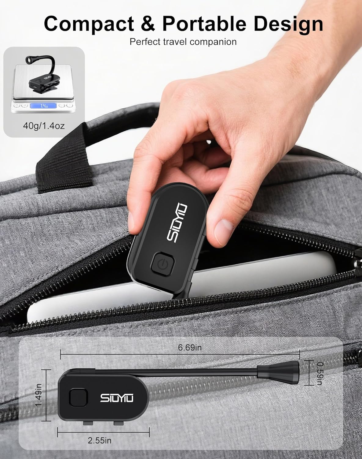 Extendable Book Lights for Reading at Night, Rechargeable Clip on LED Reading Light - 3 Color Temperatures with Stepless Dimming, 80 Hrs Runtime Lightweight Clip on Light for Book Lovers