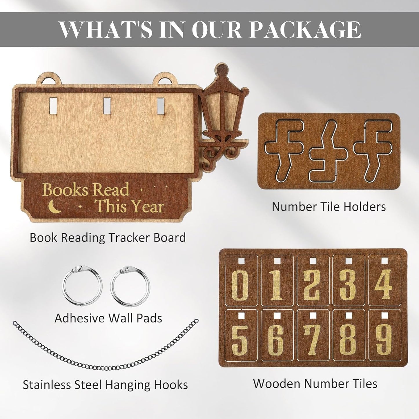 Novabright Books Read This Year Tracker Wooden Book Tracker for Reading Goal Display Bookshelf Counter Sign up to 999 Books Reading Challenge Gift for Readers, Teachers, Writers, and Library Lovers