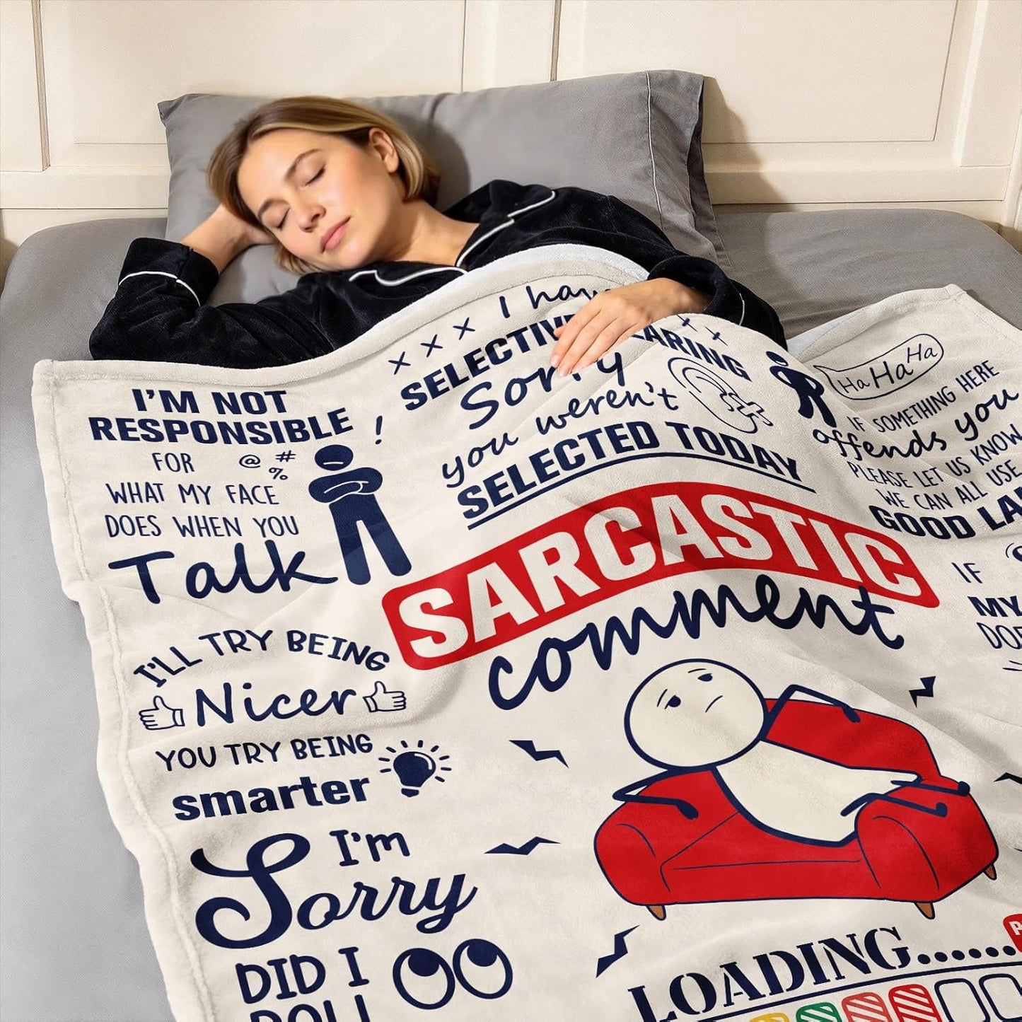 Funny Blanket for Women Men Office, Sarcastic Stress Relief Gifts for Coworker Employee Boss Lady Work Bestie Women Men Manager, Easter Day Gag Gifts, White Elephant, Employee Appreciation, 60"x50"