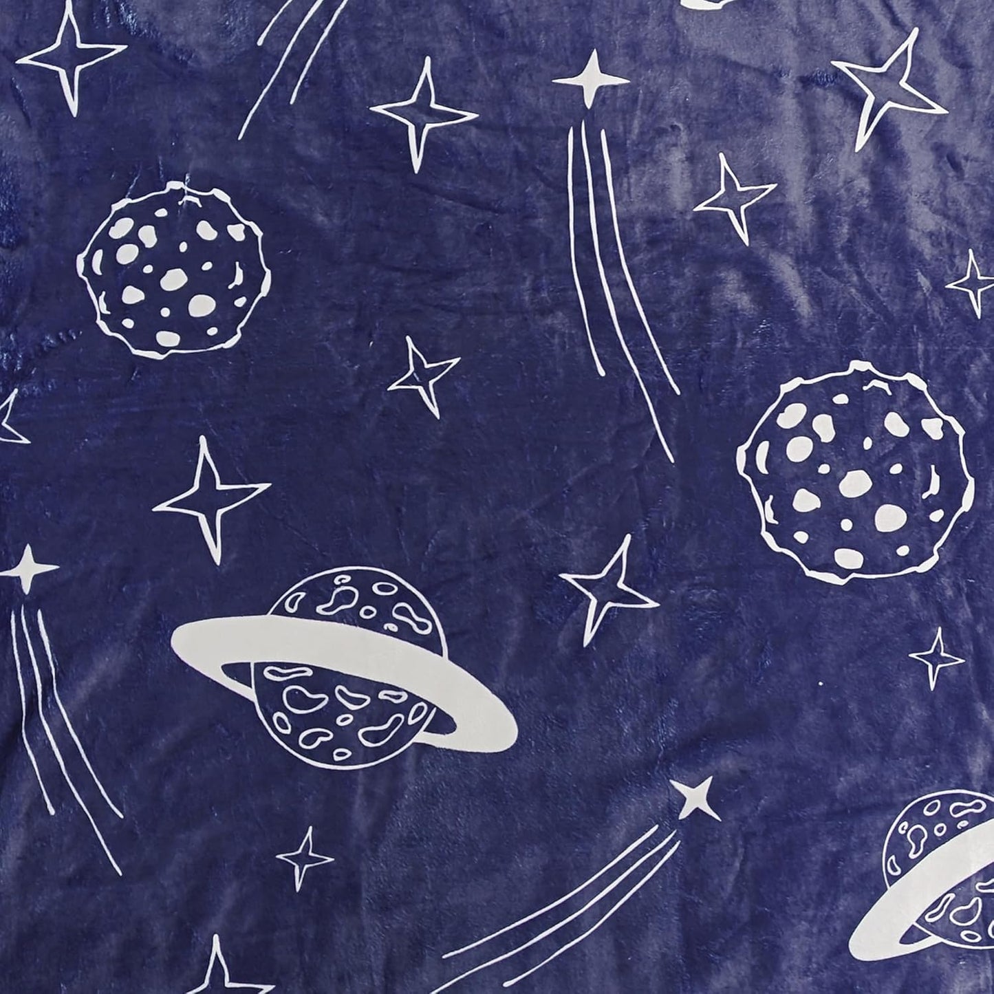 Space Blanket Super Soft Navy Blue Planets and Stars Throw Lightweight Fleece Bed Blankets for Kids Adults Couch Bed (48"x 60", Space)