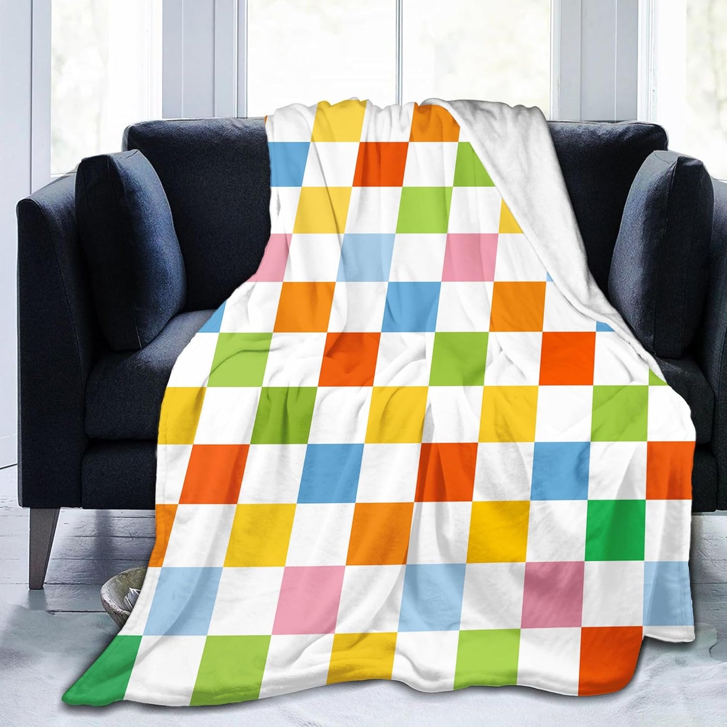 Mid Century Modern Throw Blanket for Women Men, Super Soft Unique Modern Aesthetics Checked Midcentury Home Decor Blanket Gifts for Kids Girls Adults, Warm Cozy Plush Fleece Flannel Blankets 50"x40"