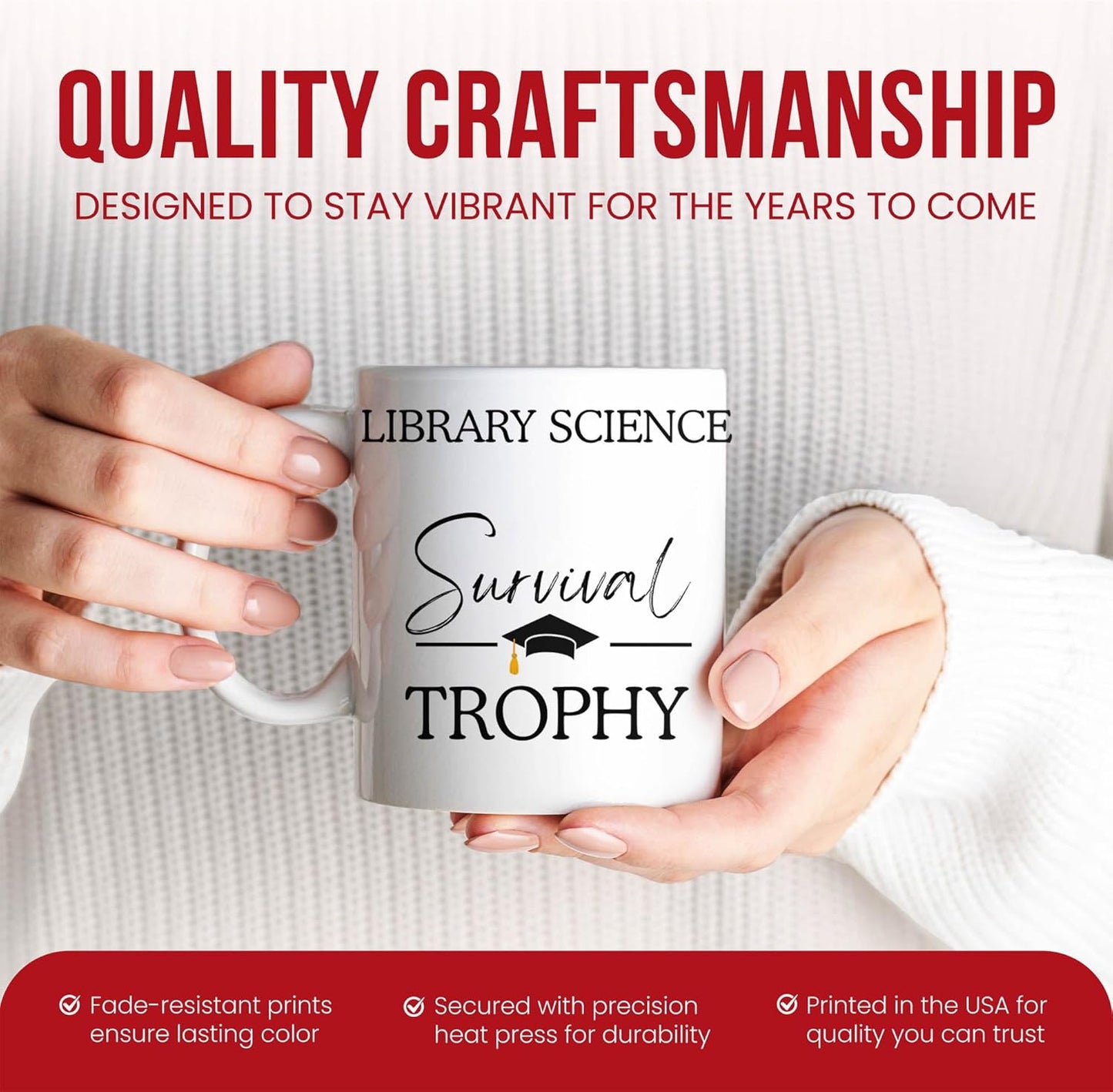 Library Science Graduation Mug - Information Specialist Coffee Cup - Book Lover Funny Gift From Classmates - Librarian Tea Mugs - Knowledge Seeker Cups - 11 Oz Ceramic Gifts For Graduates, Birthday