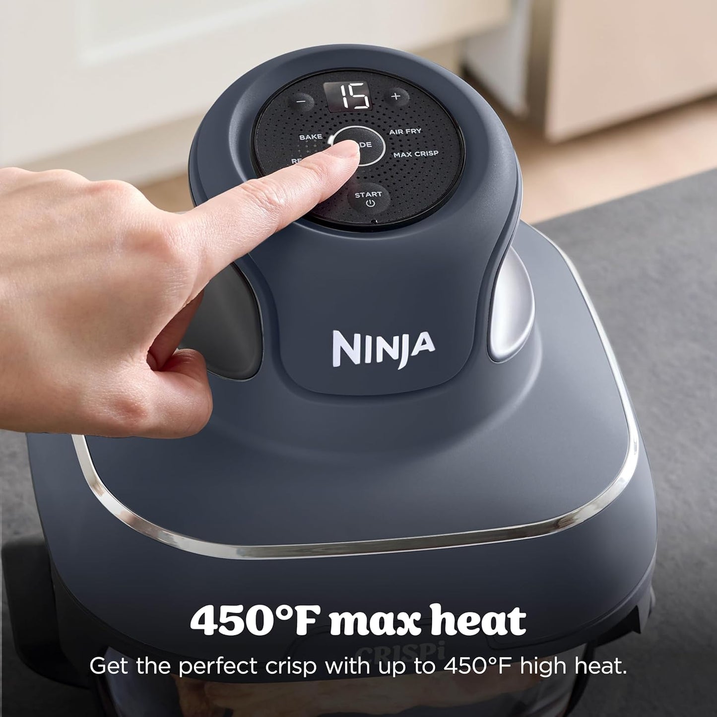 Ninja Crispi 4-in-1 Glass Air Fryer | 450°F | Non-Toxic | 4QT & 6-Cup Glass Containers w/Lids | Microwave, Freezer, Dishwasher Safe | Max Crisp, Air Fry, Bake, Recrisp | Cyberspace Gray, FN101GY