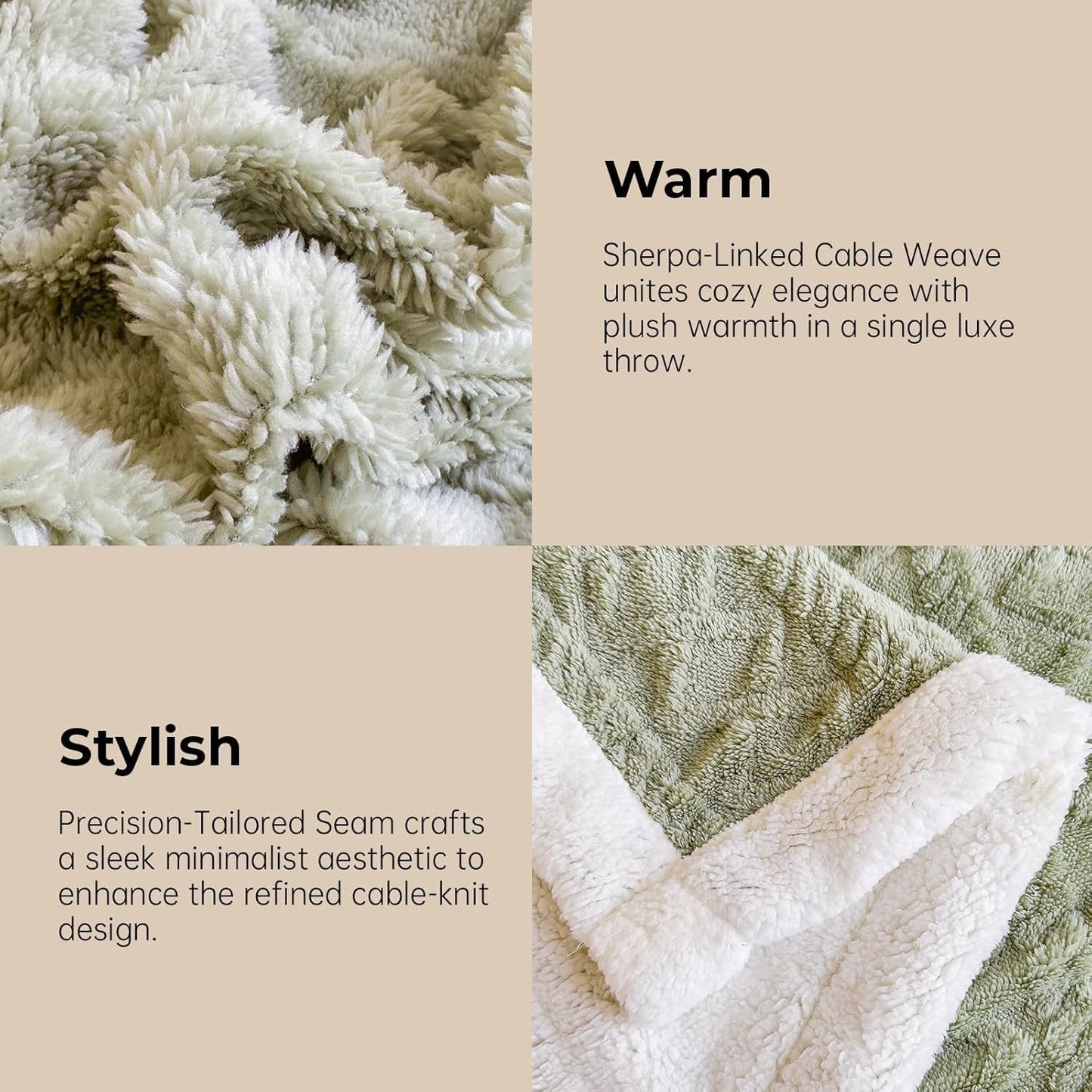 Sherpa Blanket for Bed - Fleece Soft Cozy Fuzzy Blankets Thick Warm for Winter and All Seasons (Green, Full(80"x90"))