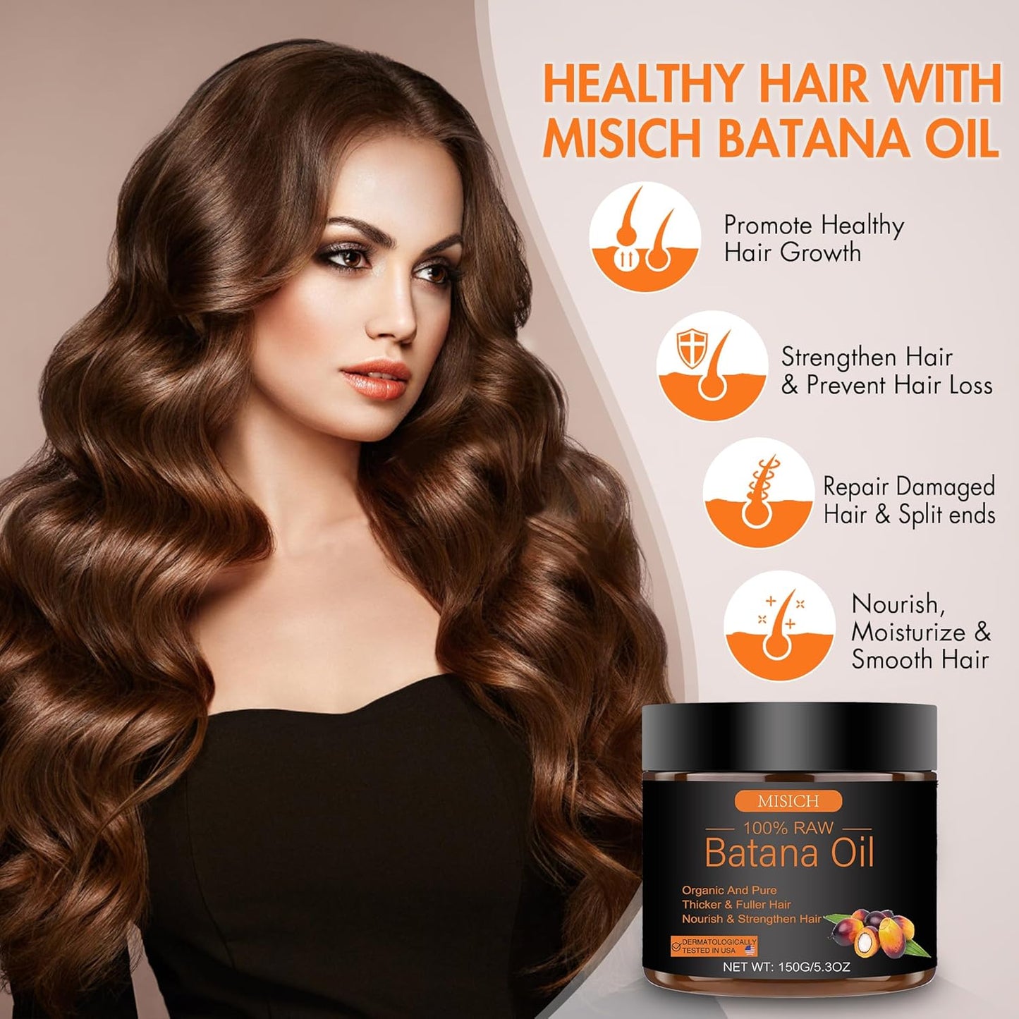Raw Batana Oil for Hair Growth, 100% Natural Pure Botana Oil Paste from Honduras, Unrefined Organic Batana Hair Mask for Prevent Hair-Loss, Enhances Thickness for Men & Women 5.3 oz