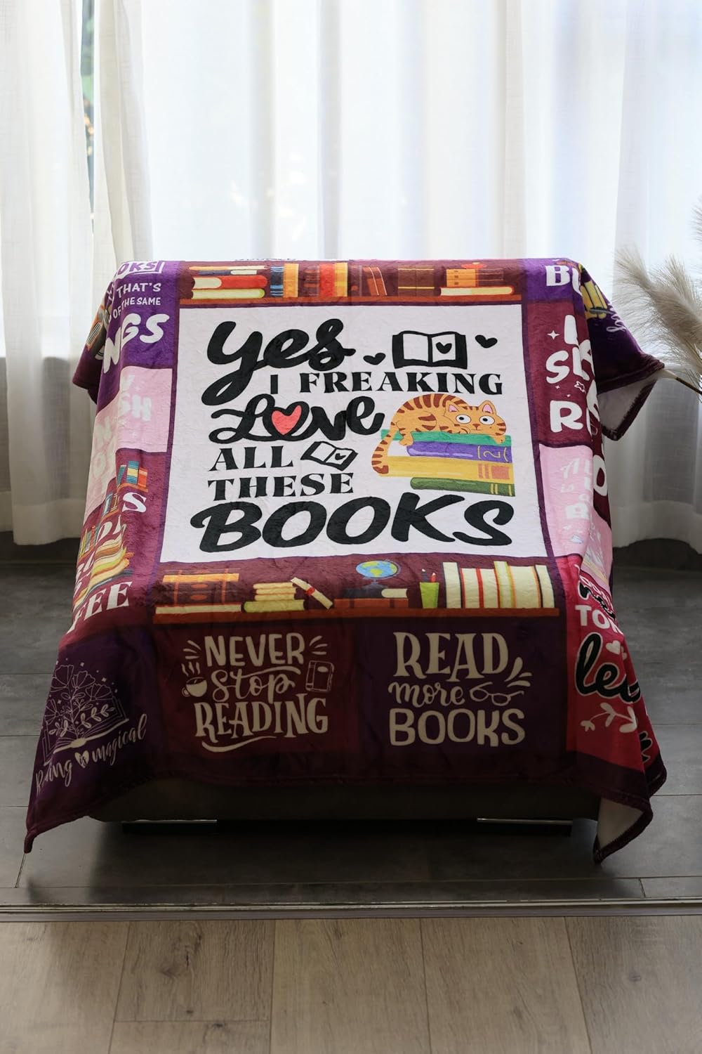 Book Lovers 50X60 Soft Throw Blanket for Women 310 Grams Throw Gifts for Book Lovers Women Female Books Reader Design for Easy Maintenance